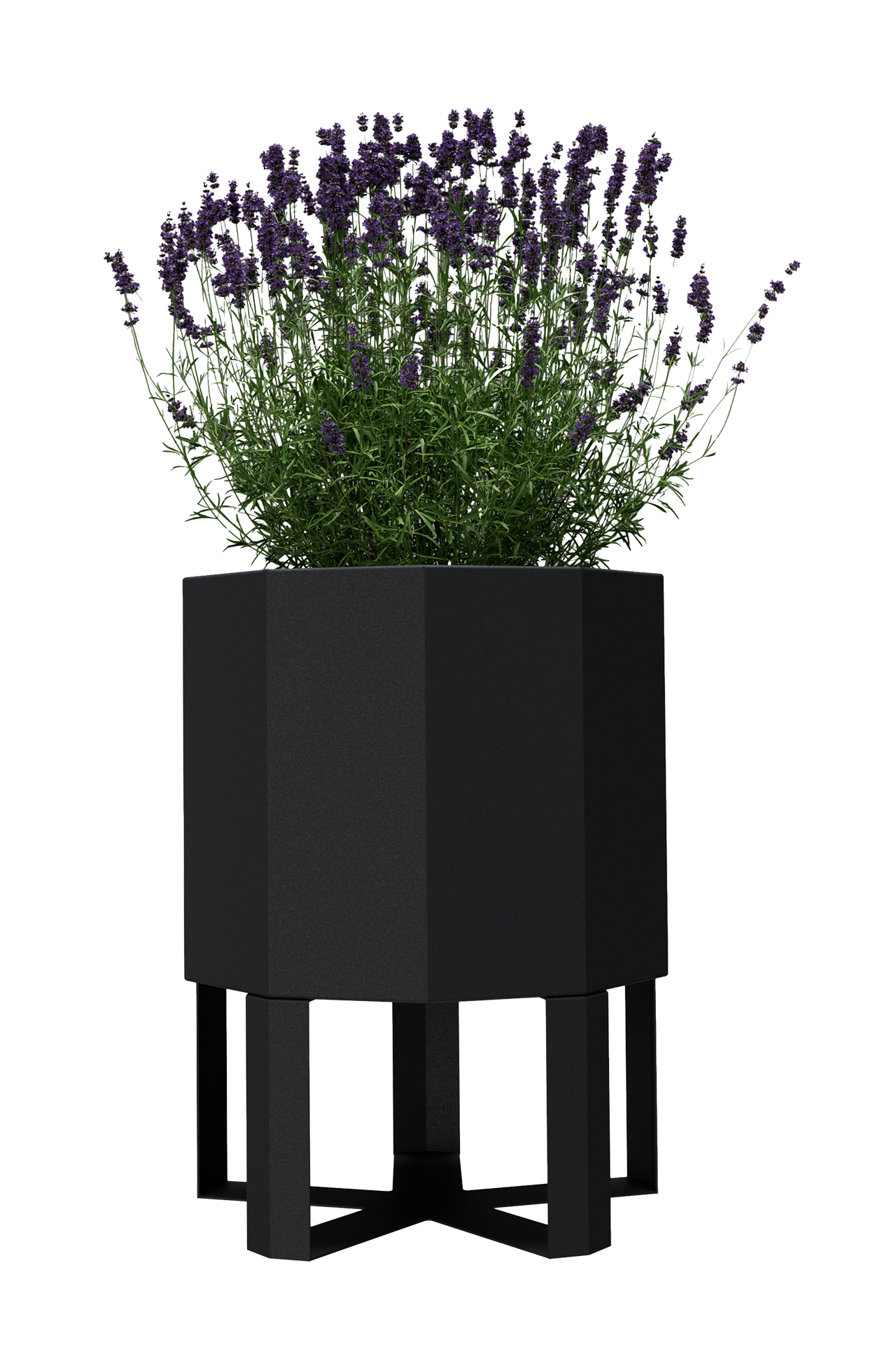 Pflanzkübel TENGE | 300 x 250 mm | ohne Pflanzeinsatz | ohne Dämmung | mit Fußgestell | Schwarz