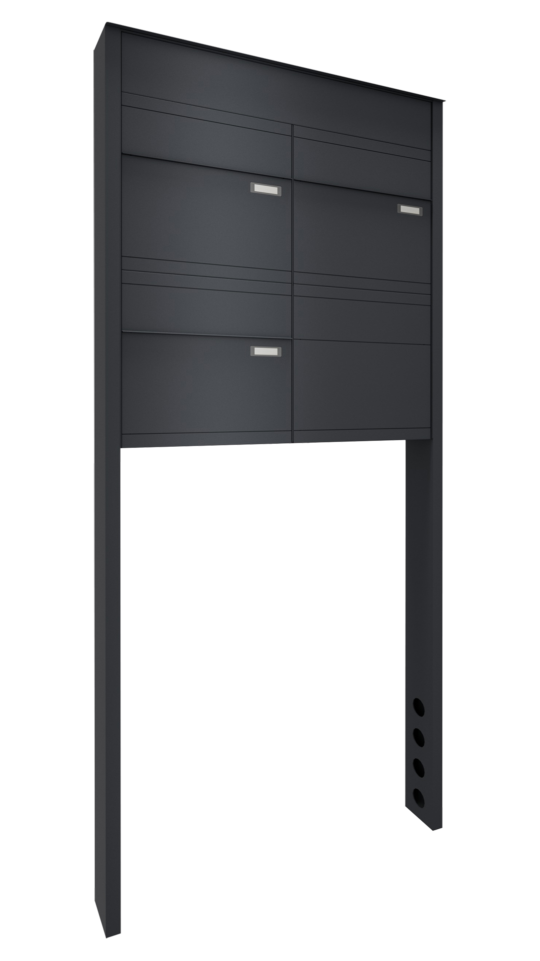 Briefkastenanlage NINE | 4 Briefkästen | freistehend, zum einbetonieren | Anthrazitgrau RAL 7016