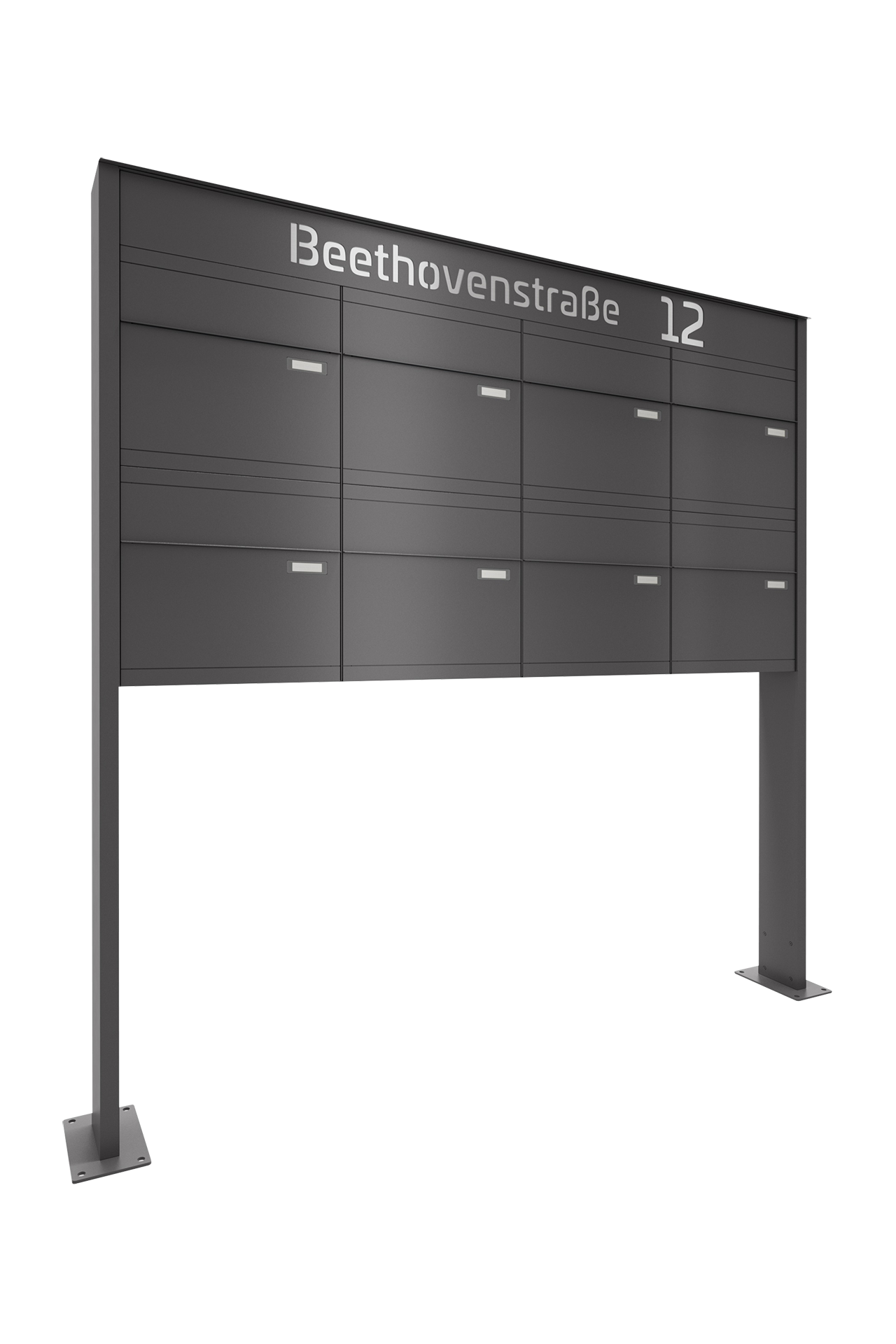 Briefkastenanlage NINE SELECT | 8 Briefkästen | freistehend, zum aufschrauben | Eisenglimmer Grau DB703