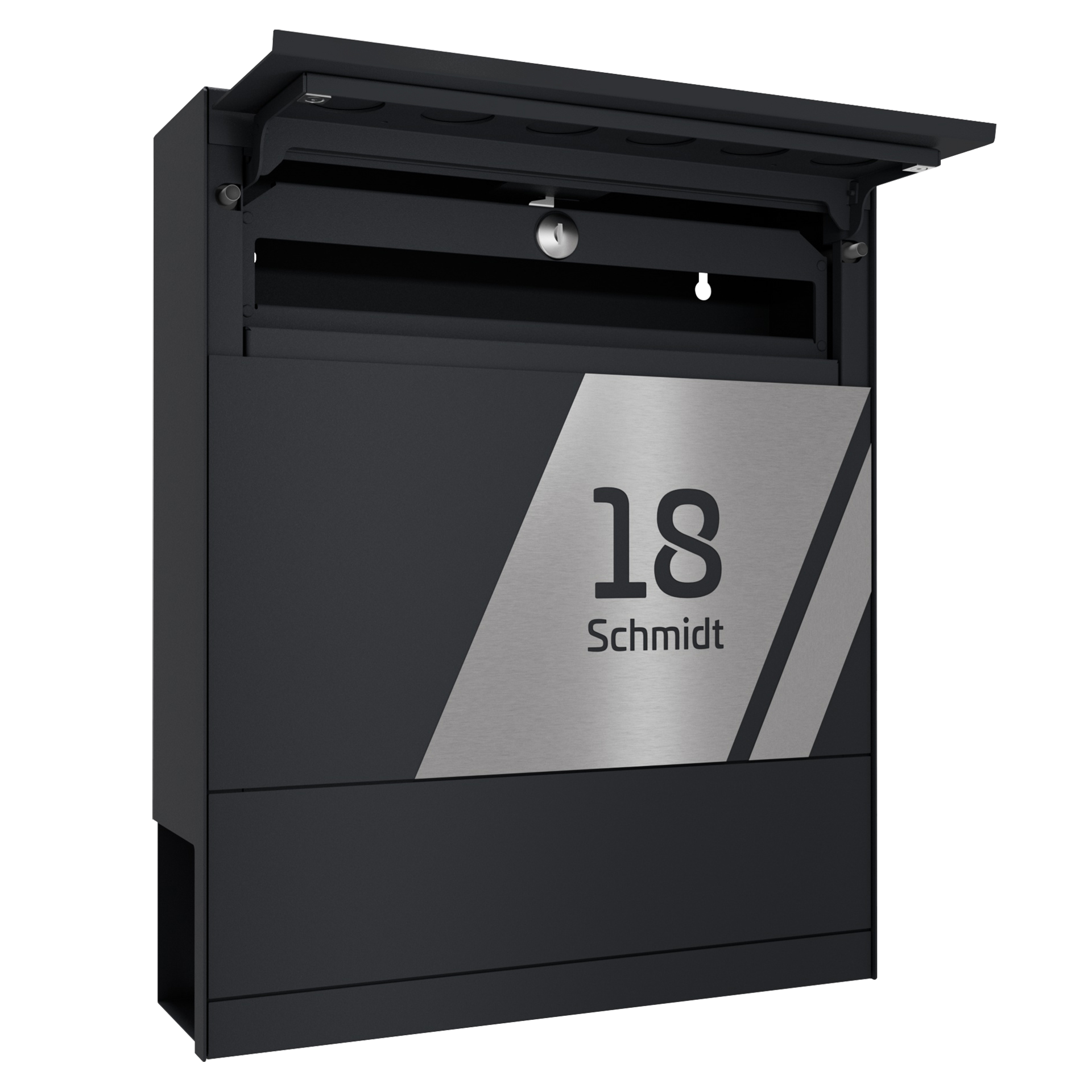 Briefkasten FIVE SKEW | Mit Zeitungsfach | Anthrazitgrau RAL 7016