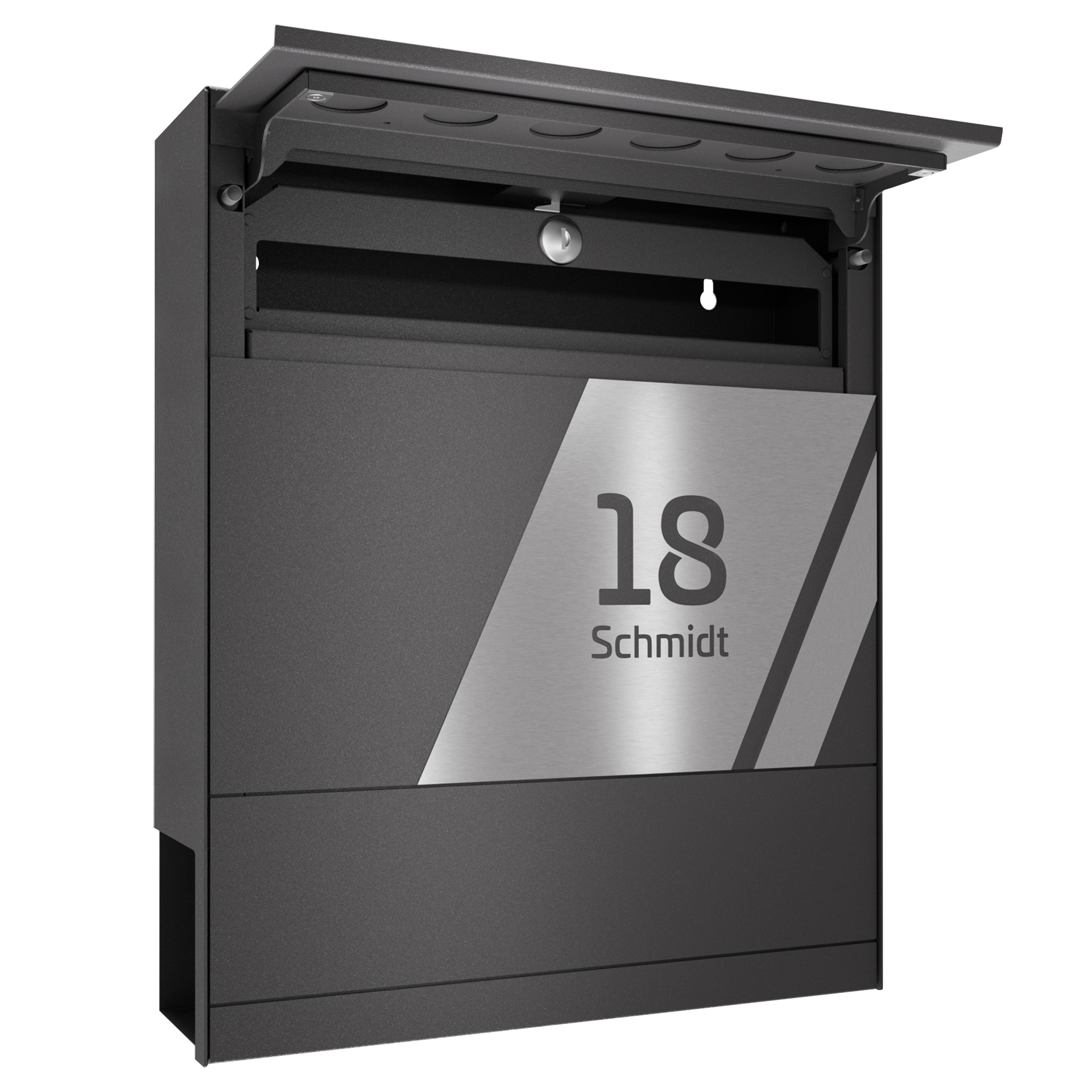 Briefkasten FIVE SKEW | Mit Zeitungsfach | Eisenglimmer Grau DB703