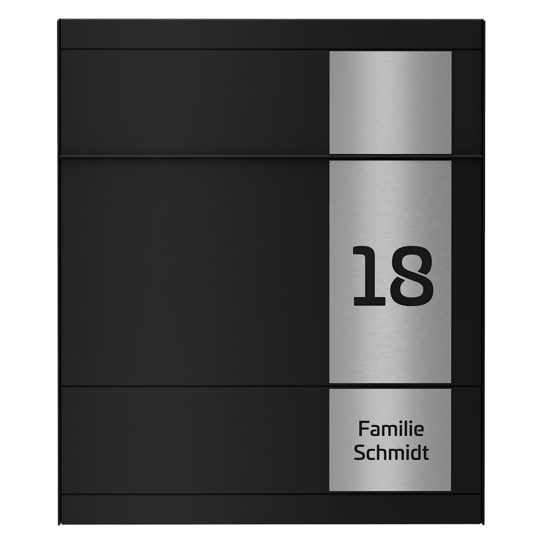 Briefkasten FIVE SQUARE | Mit Zeitungsfach | Tiefschwarz RAL 9005