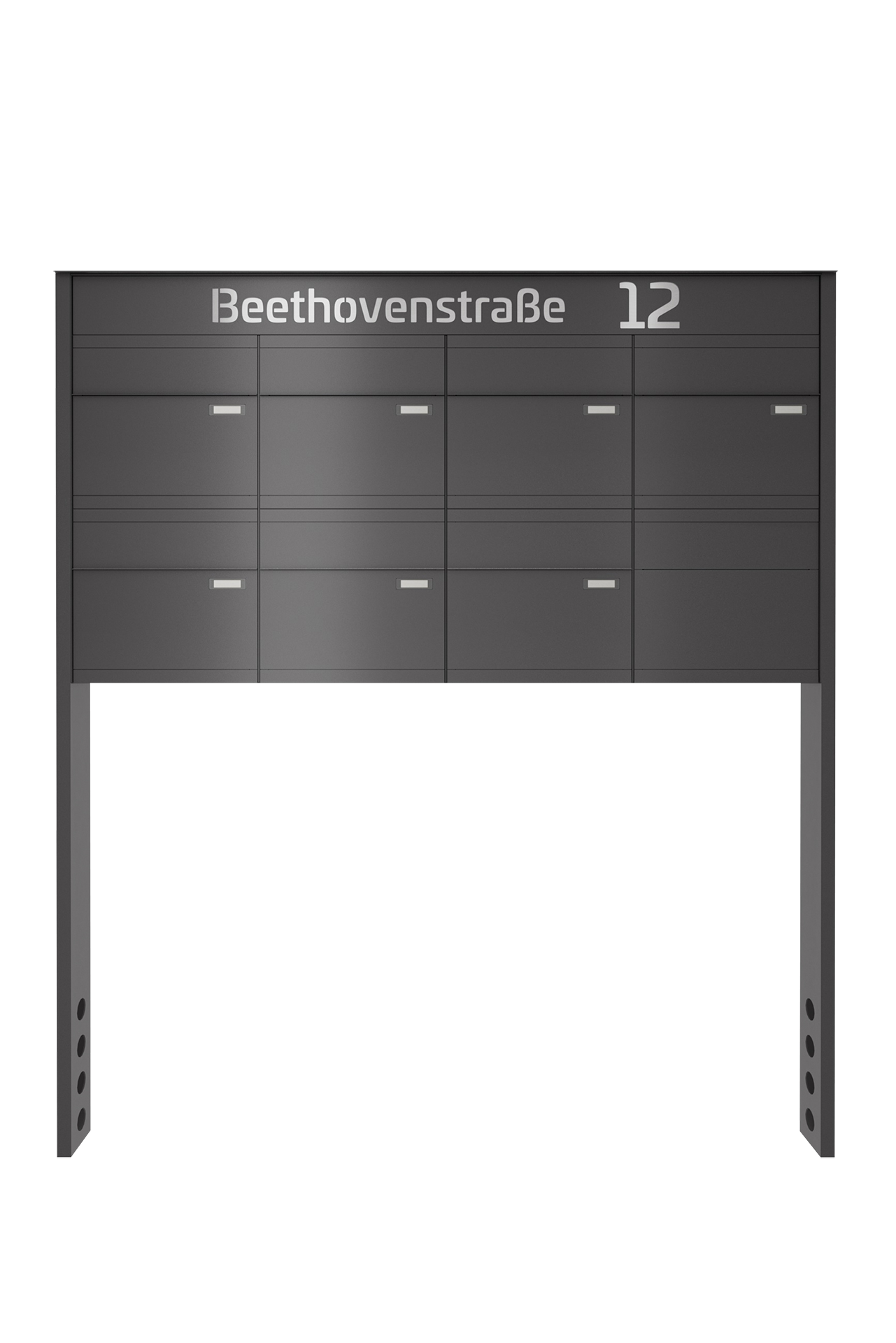 Briefkastenanlage NINE SELECT | 7 Briefkästen | freistehend, zum einbetonieren | Eisenglimmer Grau DB703