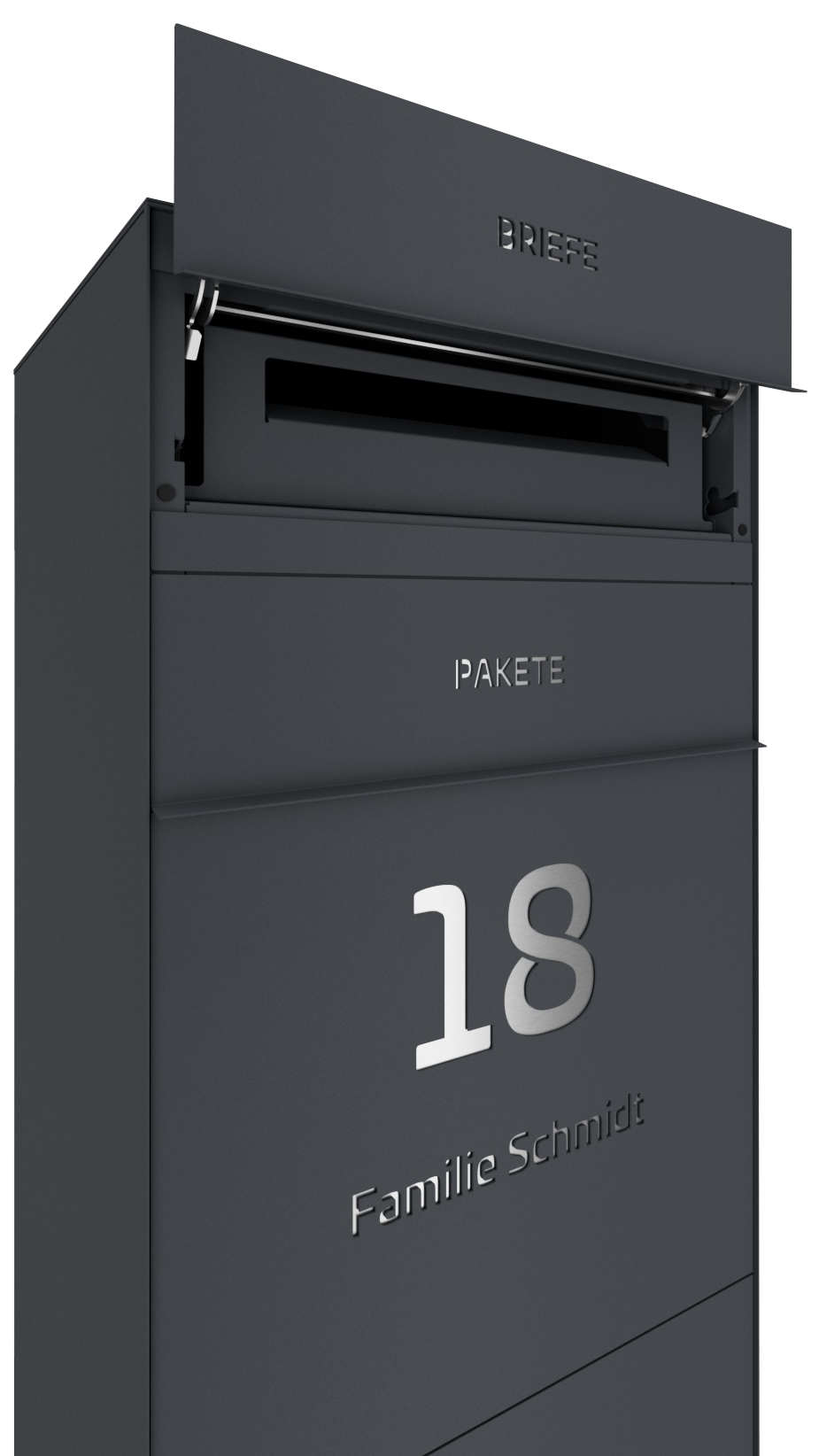 Paketbox SEVEN SELECT | Entnahmeseite: Rückseite | 1 Briefkasten | Anthrazitgrau RAL 7016