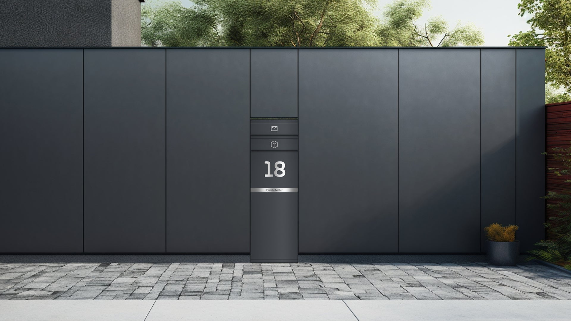 Paketbox SEVEN SELECT | Entnahmeseite: Rückseite | 1 Briefkasten | Anthrazitgrau RAL 7016