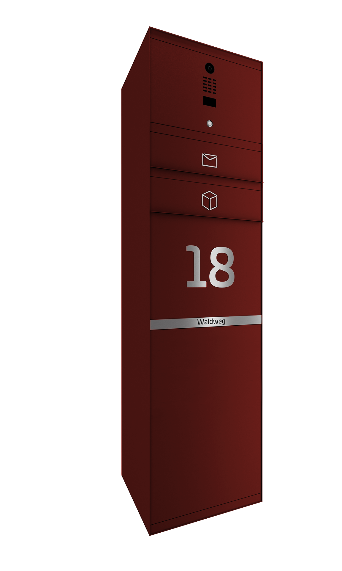 Paketbox SEVEN LINE mit Doorbird & Fingerprint | Entnahmeseite: Rückseite | 1 Briefkasten | Wunschfarbe