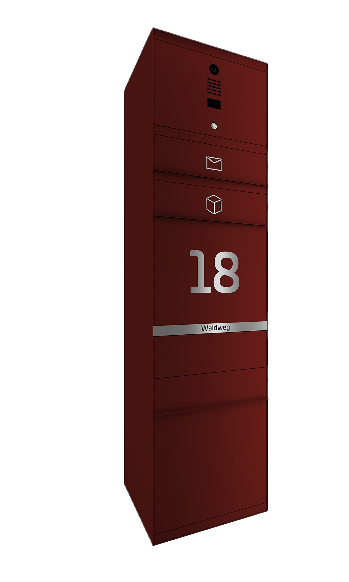 Paketbox SEVEN LINE mit Doorbird | Entnahmeseite: Vorderseite | 1 Briefkasten | Wunschfarbe