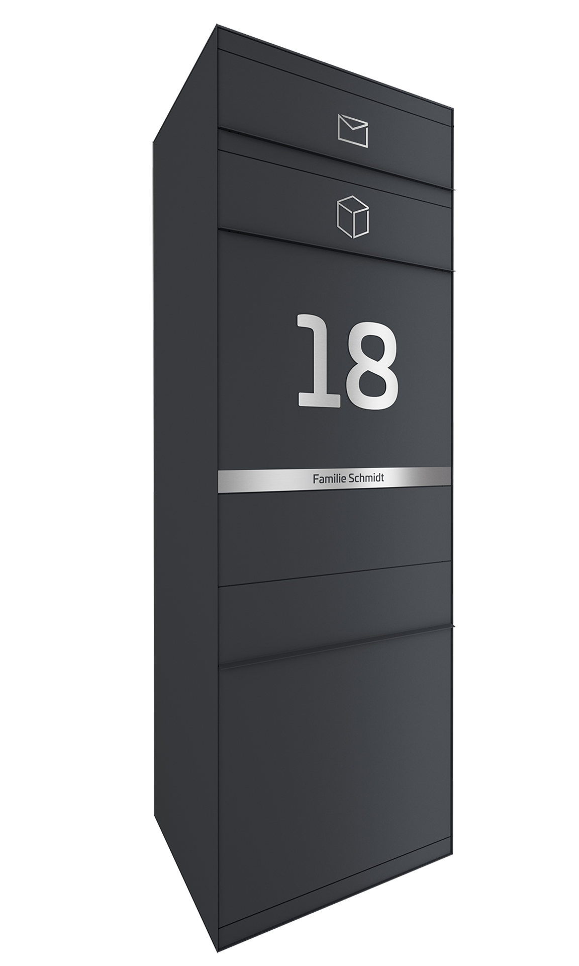 Paketbox SEVEN LINE Ohne Funktionstechnik | Vorderseitige Entnahme | Ein Briefkasten | Anthrazitgrau RAL7016