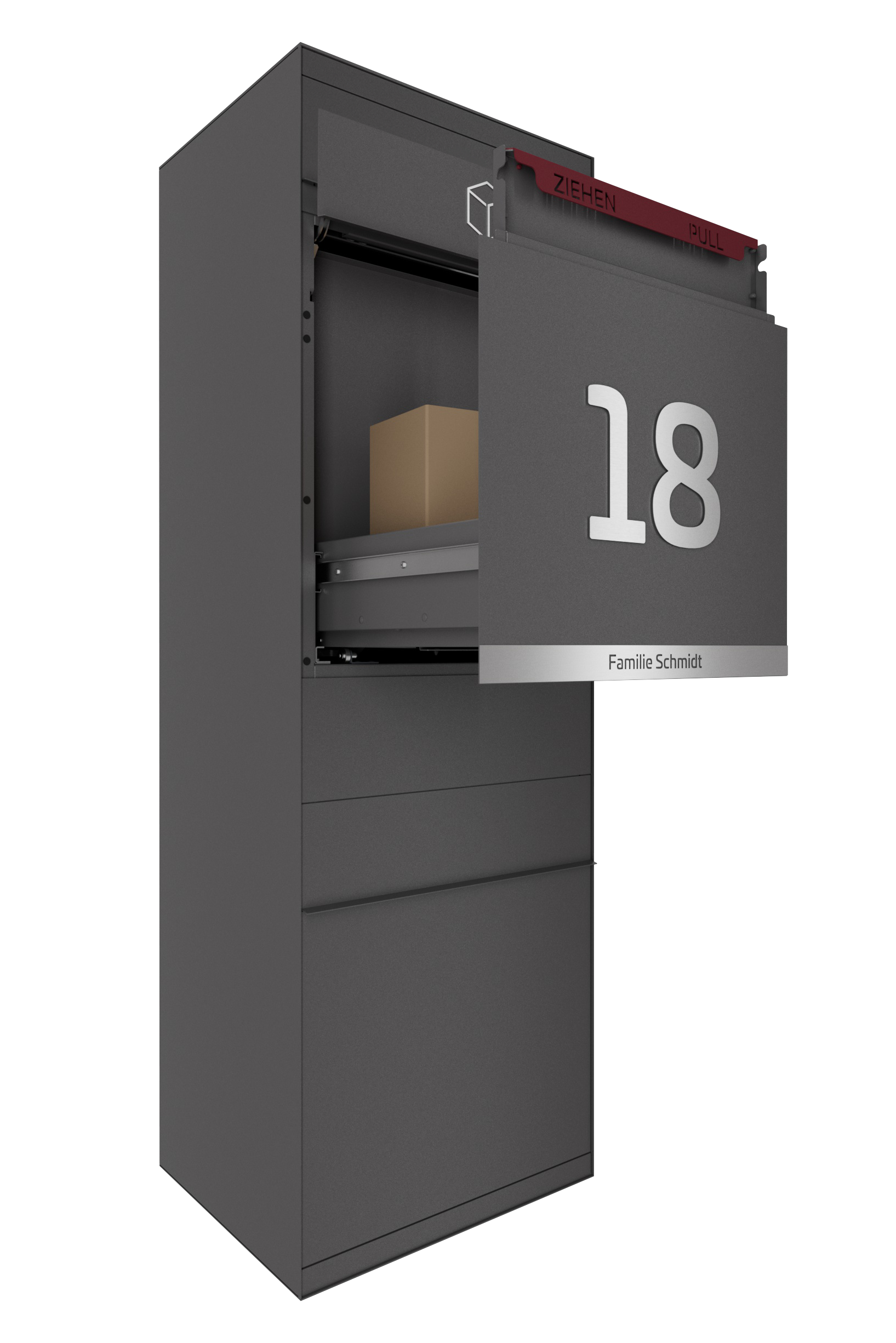 Paketbox SEVEN LINE Ohne Funktionstechnik | Vorderseitige Entnahme | Ein Briefkasten | Eisenglimmer DB703