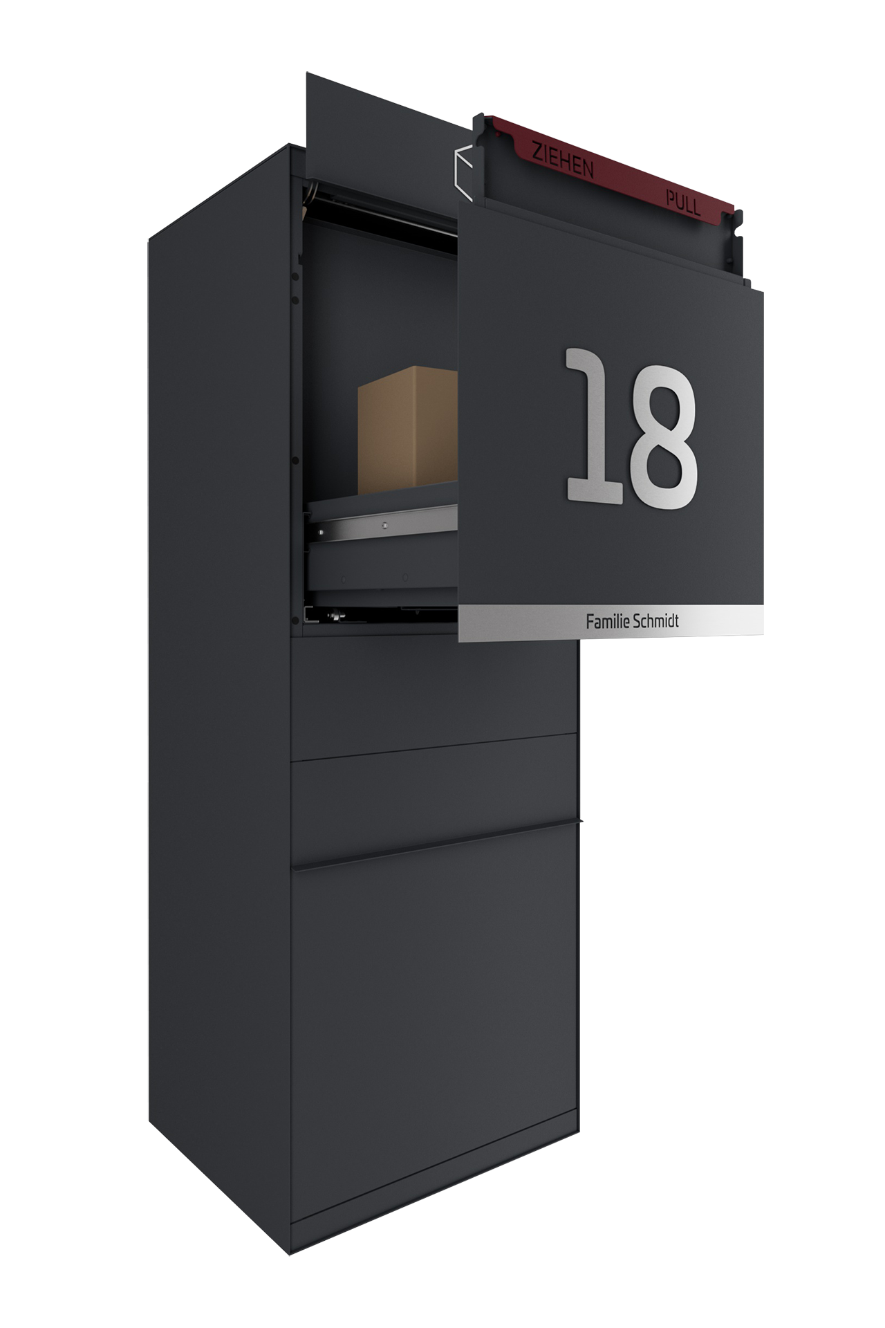 Paketbox SEVEN LINE Ohne Funktionstechnik | Vorderseitige Entnahme | Ohne Briefkasten | Anthrazitgrau RAL7016