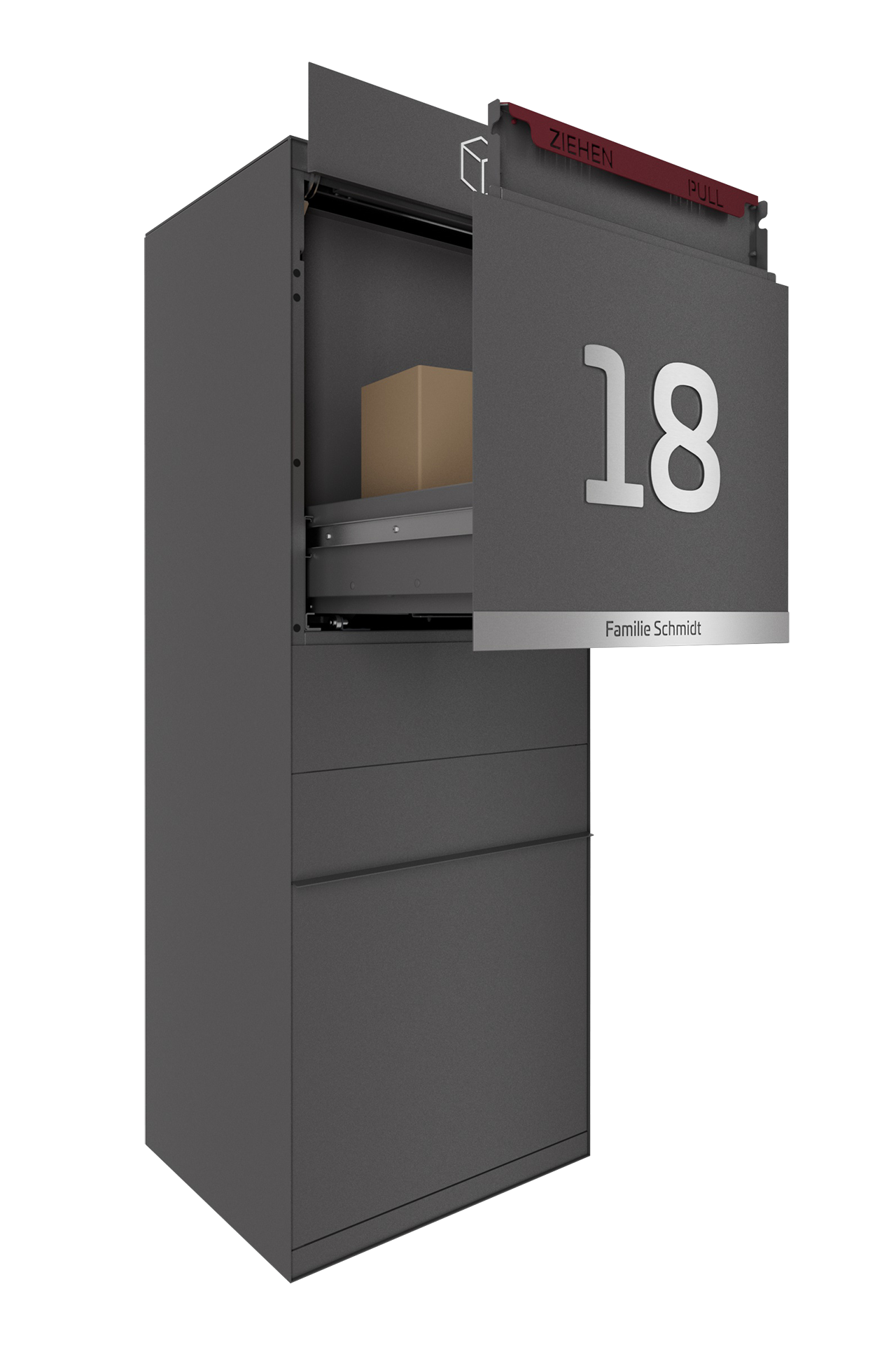 Paketbox SEVEN LINE Ohne Funktionstechnik | Vorderseitige Entnahme | Ohne Briefkasten | Eisenglimmer DB703