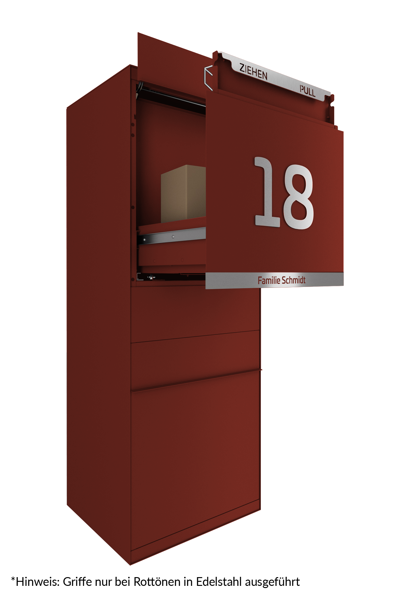 Paketbox SEVEN LINE Ohne Funktionstechnik | Vorderseitige Entnahme | ohne Briefkasten | in Wunschfarbe