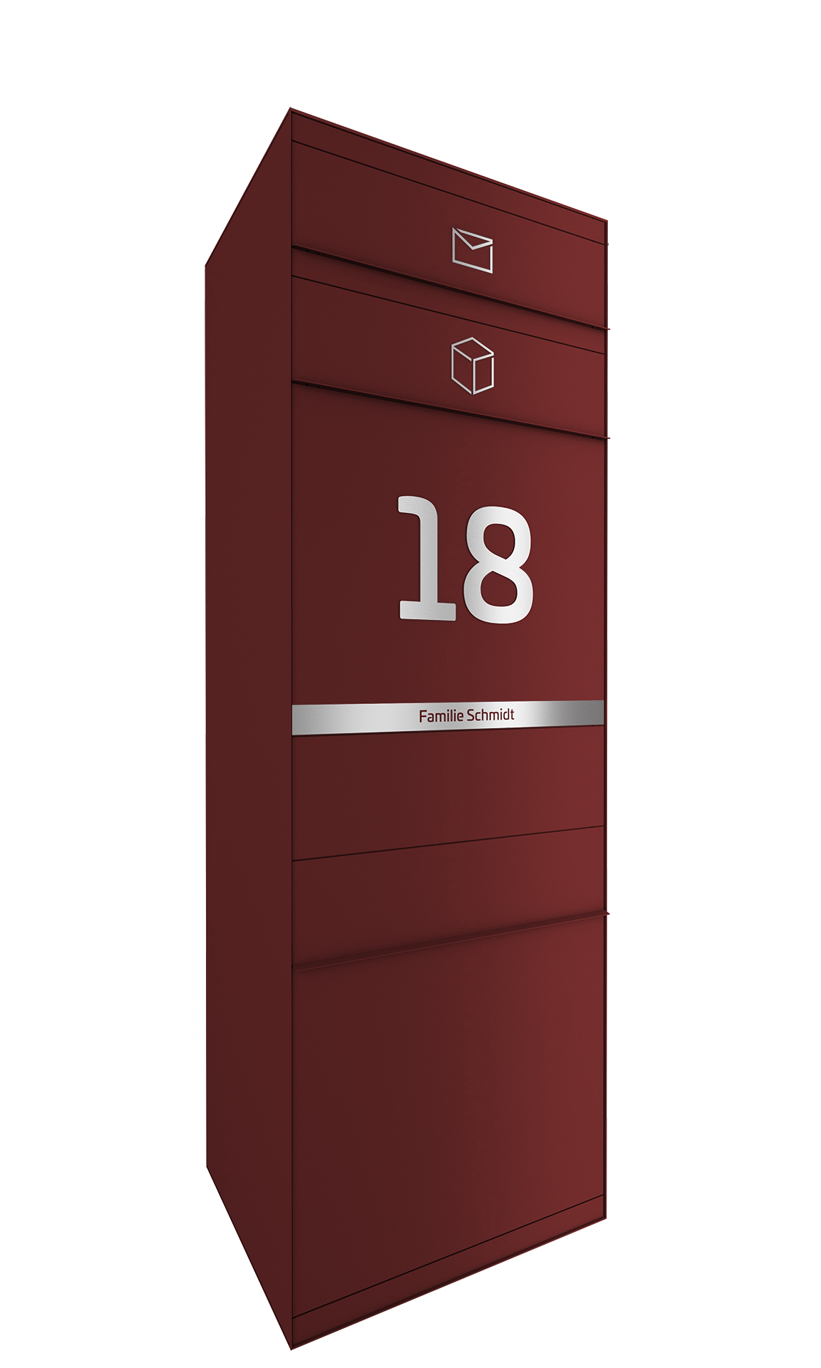 Paketbox SEVEN LINE Ohne Funktionstechnik | Vorderseitige Entnahme | Ein Briefkasten | Wunschfarbe