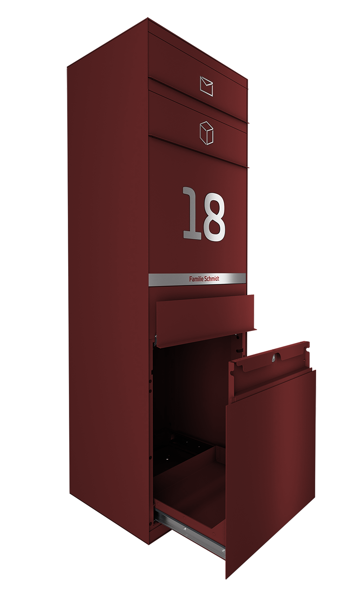 Paketbox SEVEN LINE Ohne Funktionstechnik | Vorderseitige Entnahme | Ein Briefkasten | Wunschfarbe