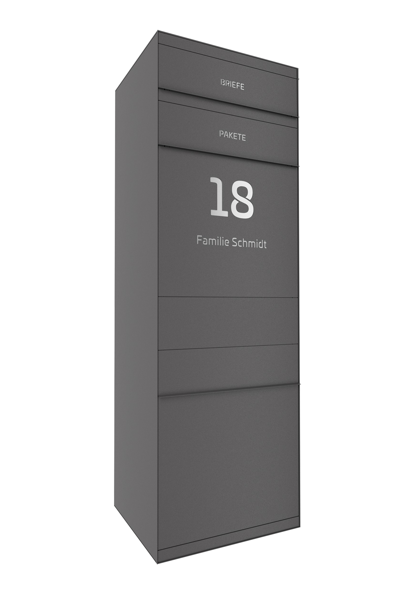 Paketbox SEVEN SELECT | Entnahmeseite: Vorderseite | 1 Briefkasten | Eisenglimmer Grau DB703