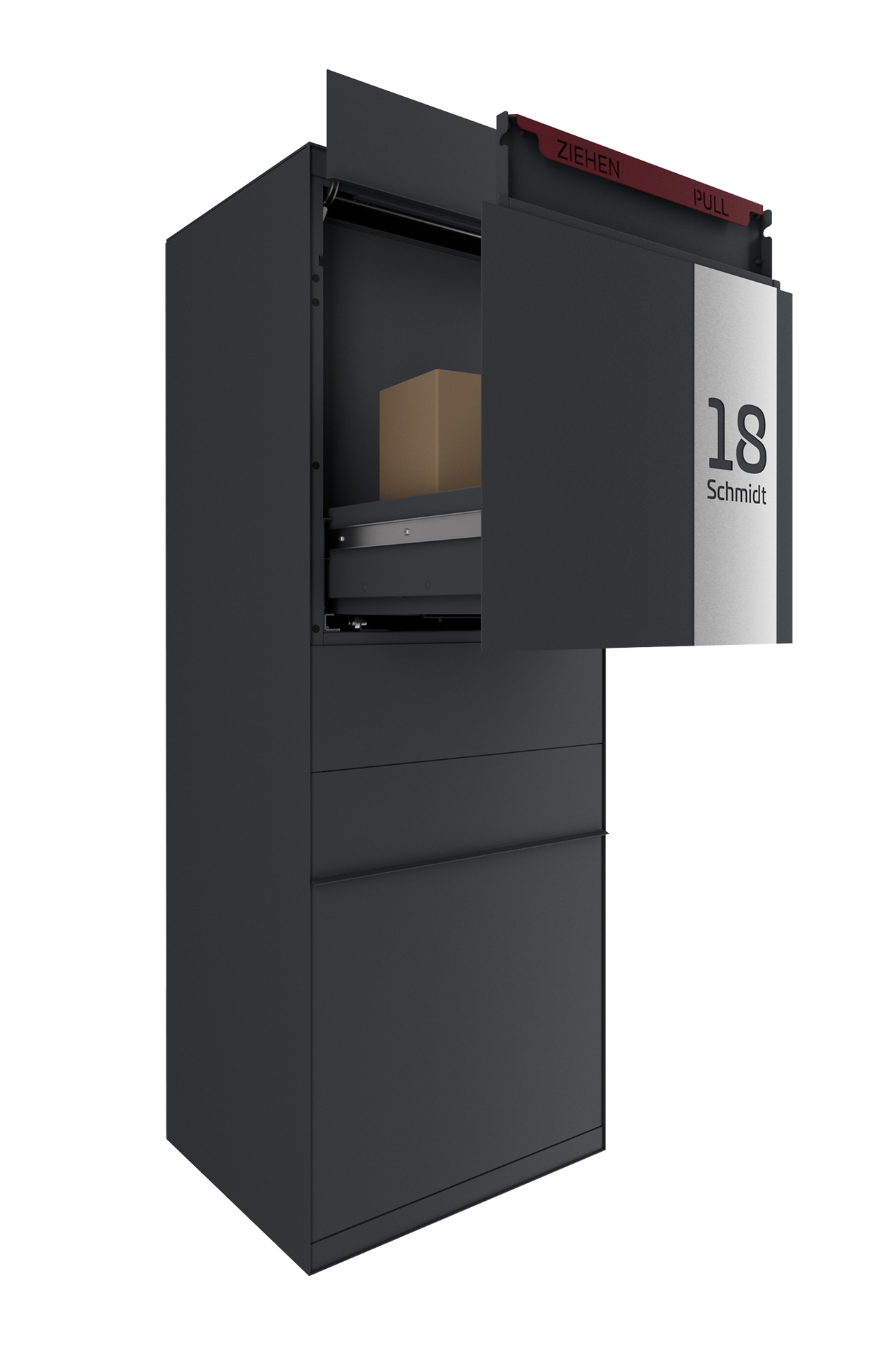 Paketbox SEVEN SQUARE Ohne Funktionstechnik | Vorderseitige Entnahme | Ohne Briefkasten | Anthrazitgrau RAL7016