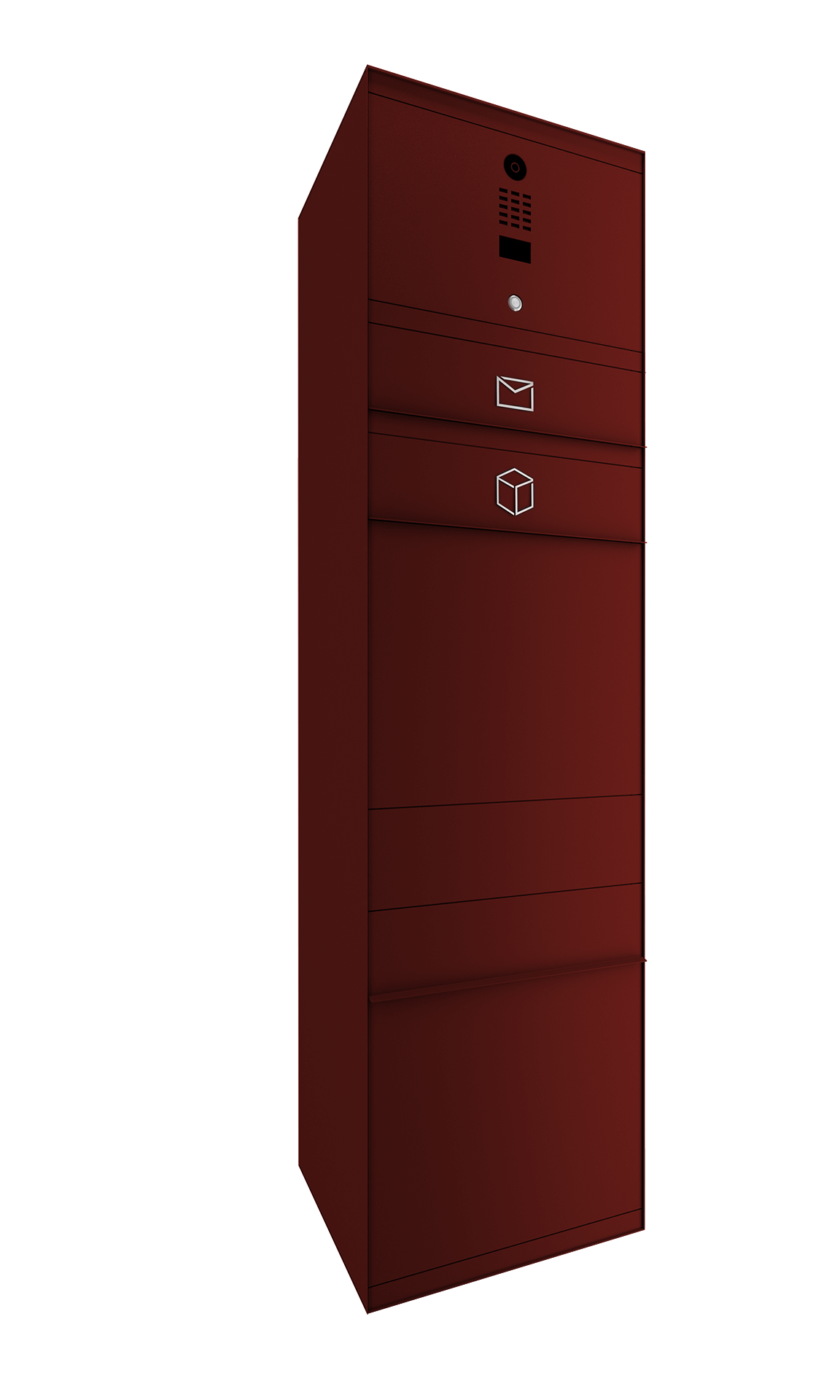 Paketbox SEVEN mit Doorbird & Fingerprint | Entnahmeseite: Vorderseite | 1 Briefkasten | Wunschfarbe