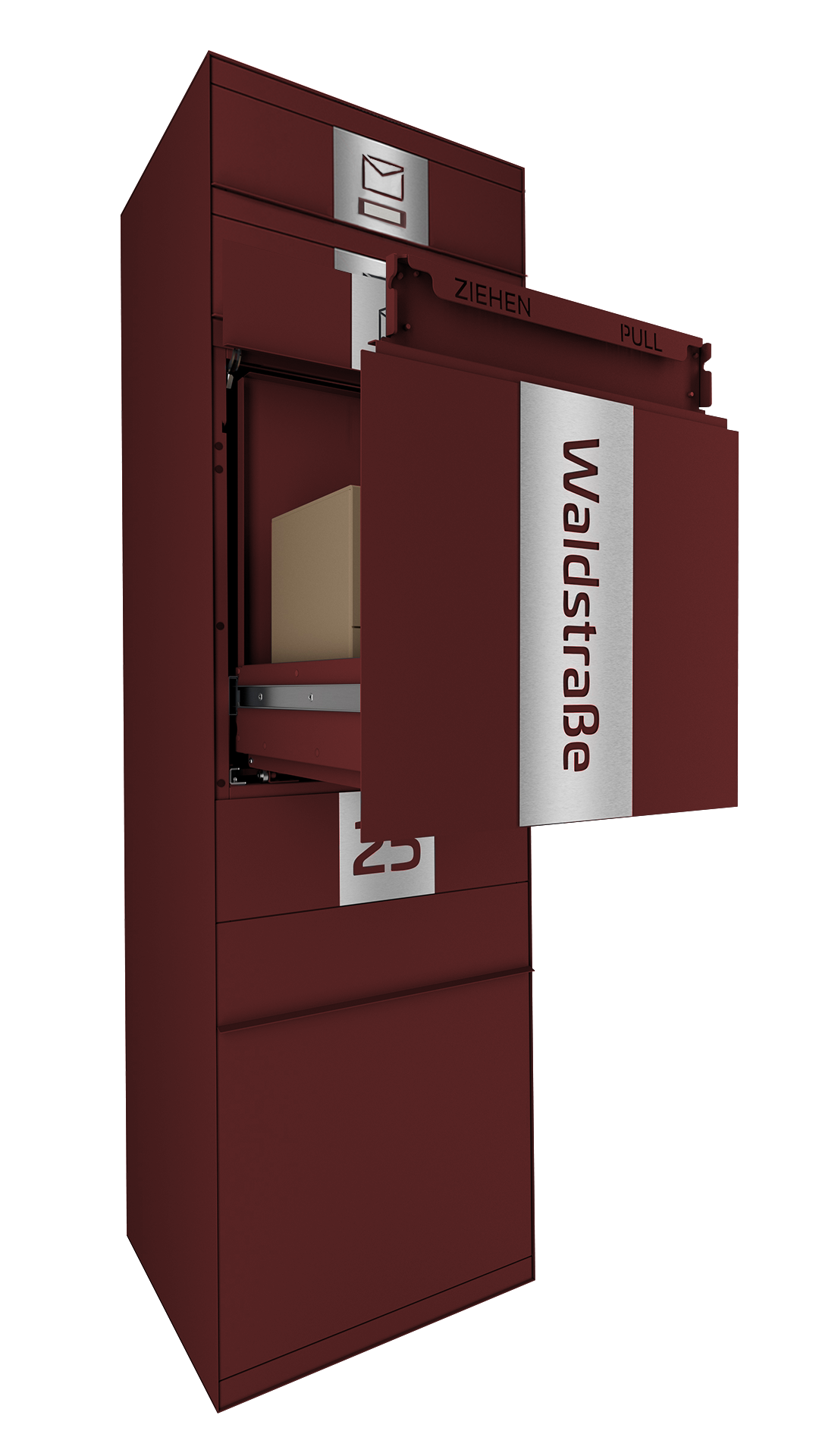 Paketbox SEVEN SQUARE | Entnahmeseite: Vorderseite | 2 Briefkästen | Wunschfarbe