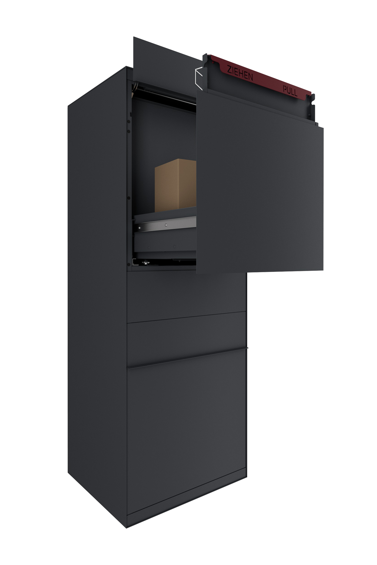 Paketbox SEVEN | Entnahmeseite: Vorderseite | Anthrazitgrau RAL 7016