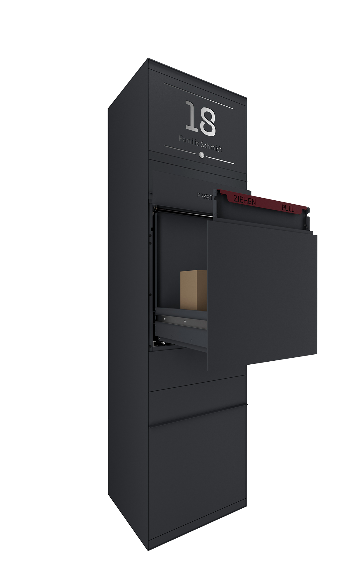 Paketbox SEVEN SELECT mit Klingeltaster | Entnahmeseite: Vorderseite | 1 Briefkasten | Anthrazitgrau RAL 7016