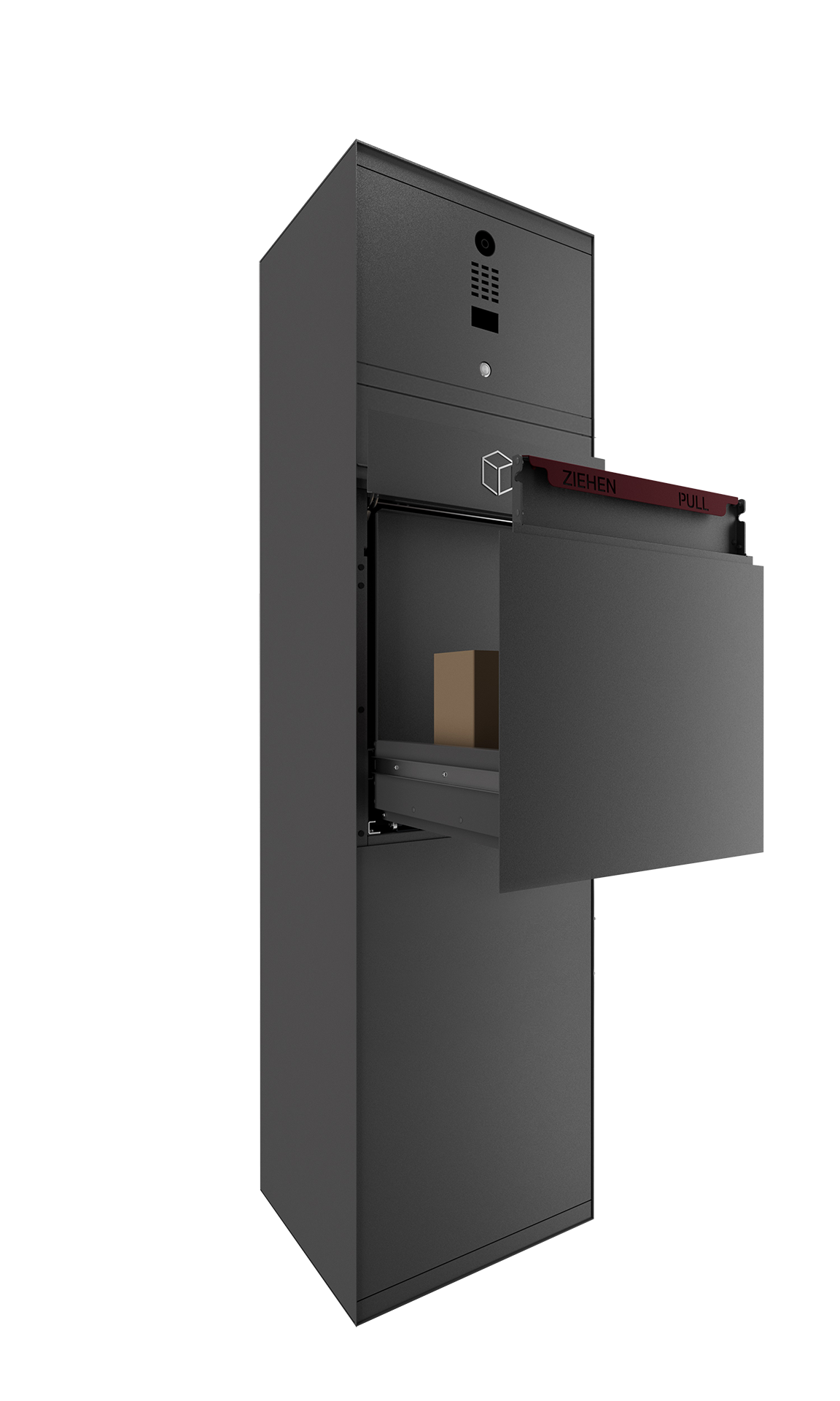 Paketbox SEVEN mit Doorbird | Entnahmeseite: Rückseite | 1 Briefkasten | Eisenglimmer Grau DB703