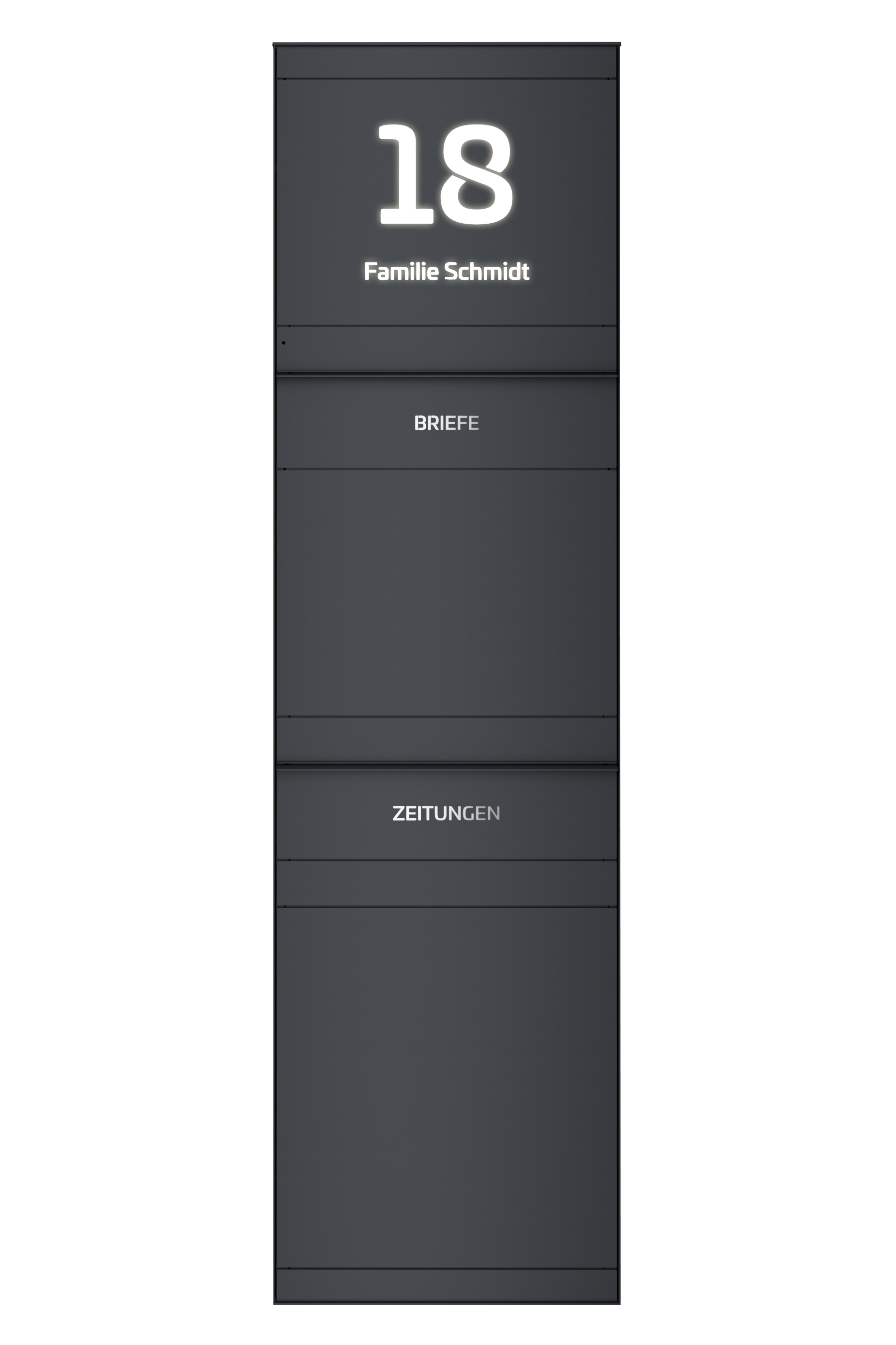Standbriefkasten SELECT | mit Beleuchtung | Mit Zeitungsfach | Anthrazitgrau RAL7016