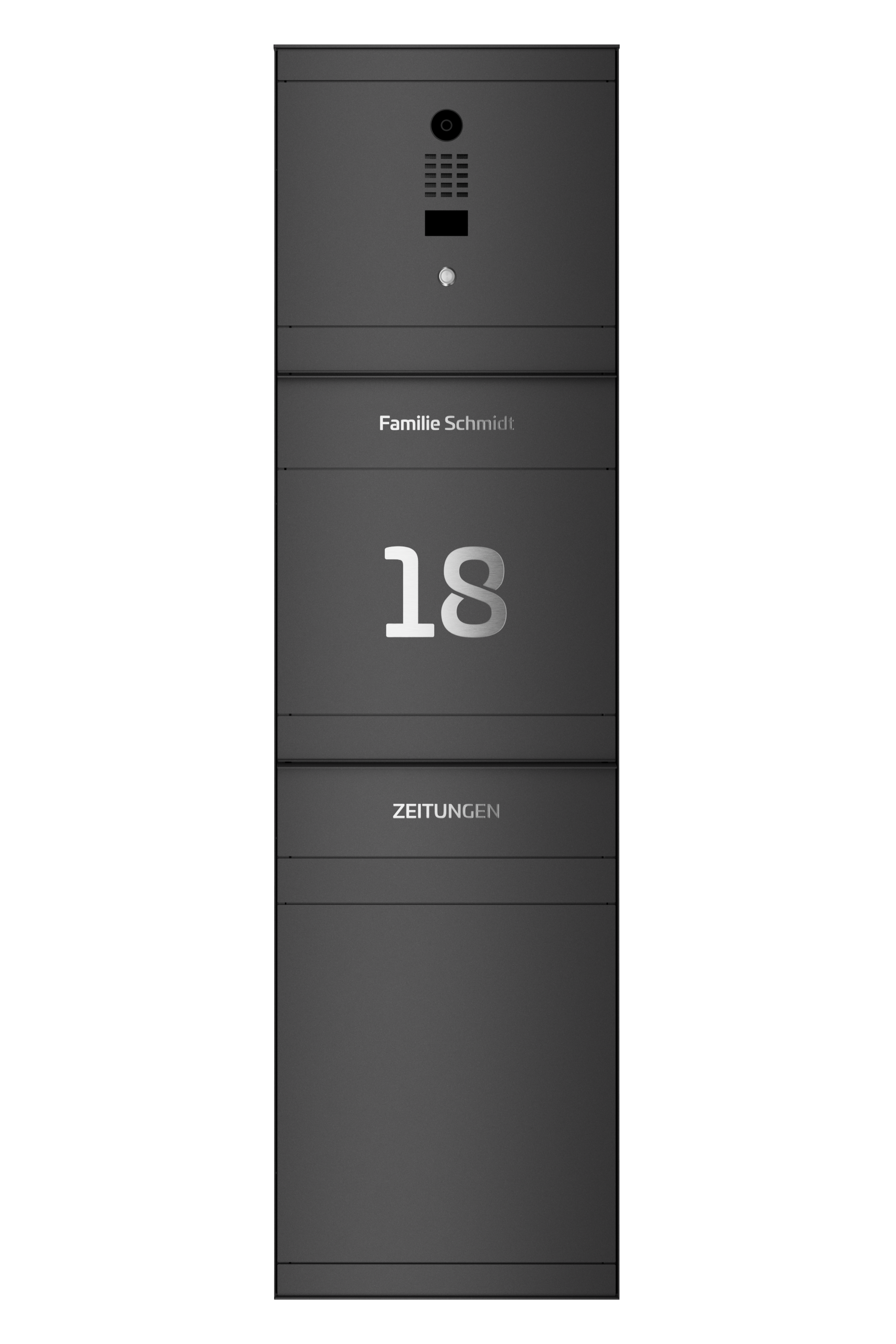 Standbriefkasten SELECT | mit Doorbird | Mit Zeitungsfach | Eisenglimmer Grau DB703