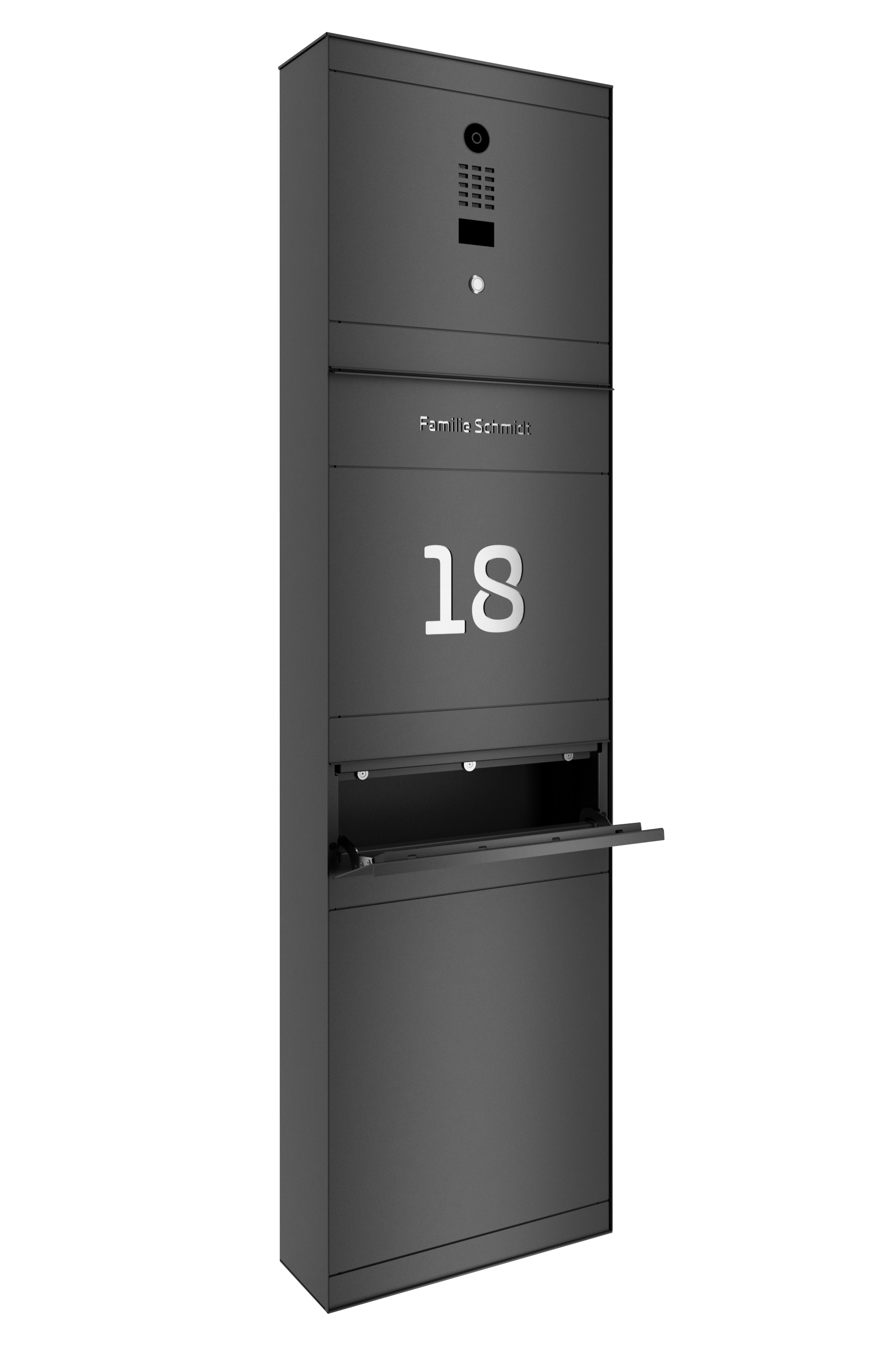 Standbriefkasten SELECT | mit Doorbird | Mit Zeitungsfach | Eisenglimmer Grau DB703