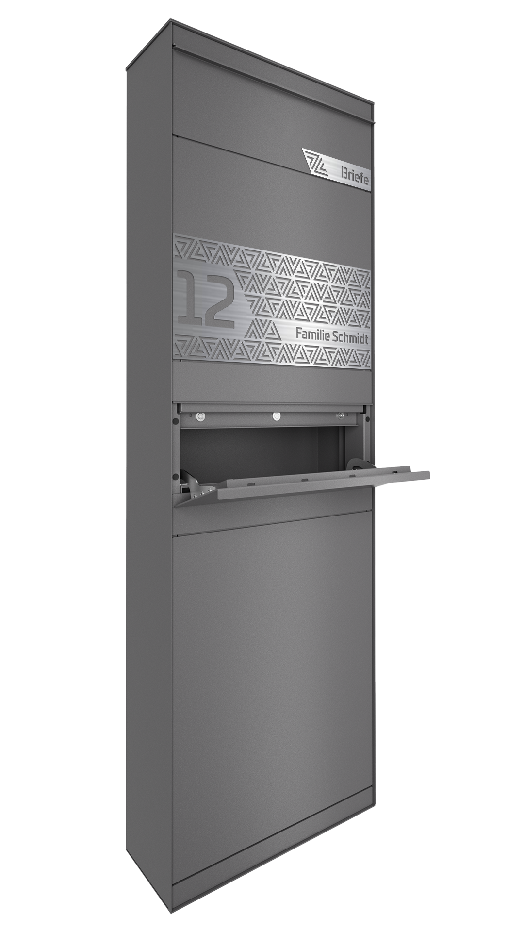 Standbriefkasten FRESH | ohne Funktionstechnik | Mit Zeitungsfach | Eisenglimmer Grau DB703