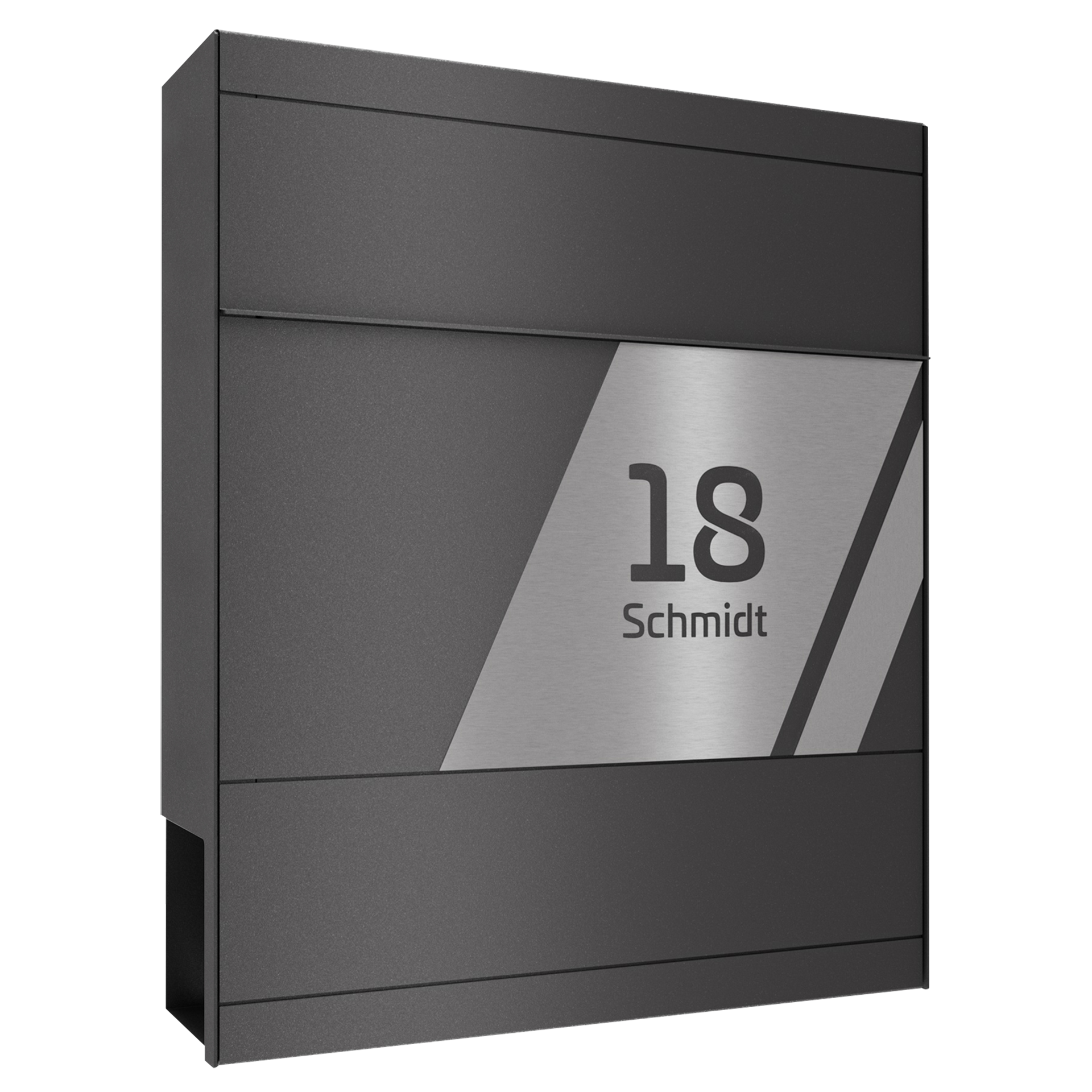 Briefkasten FIVE SKEW | Mit Zeitungsfach | Eisenglimmer Grau DB703