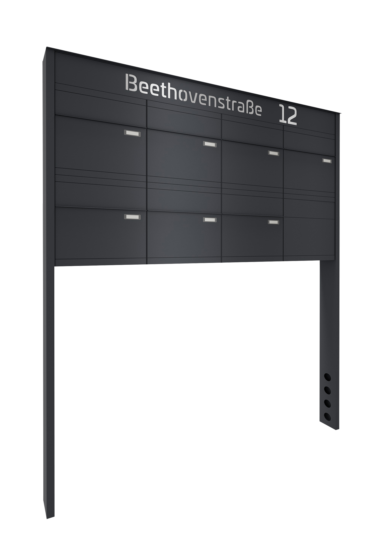 Briefkastenanlage NINE SELECT | 7 Briefkästen | freistehend, zum einbetonieren | Anthrazitgrau RAL 7016