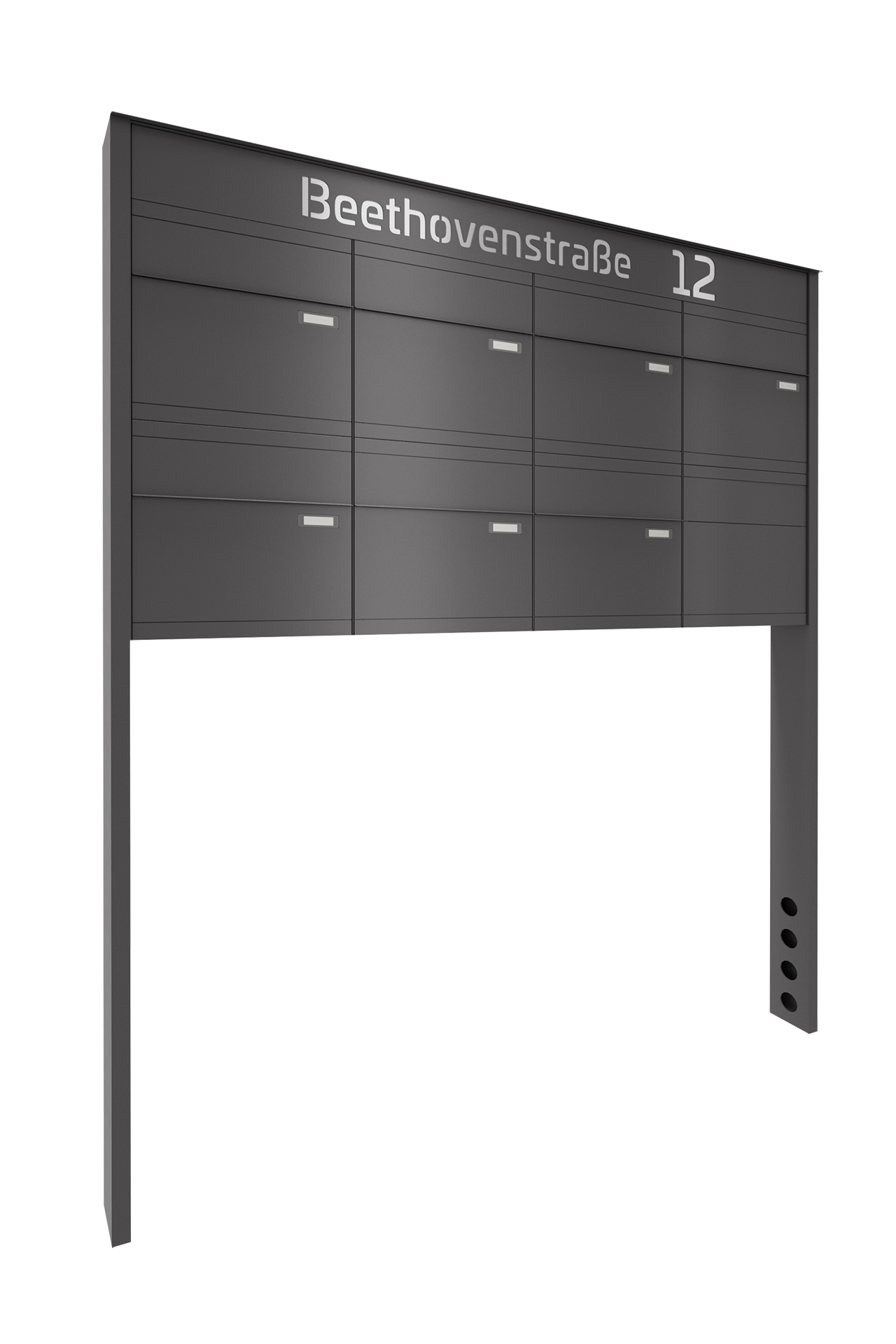 Briefkastenanlage NINE SELECT | 7 Briefkästen | freistehend, zum einbetonieren | Eisenglimmer Grau DB703
