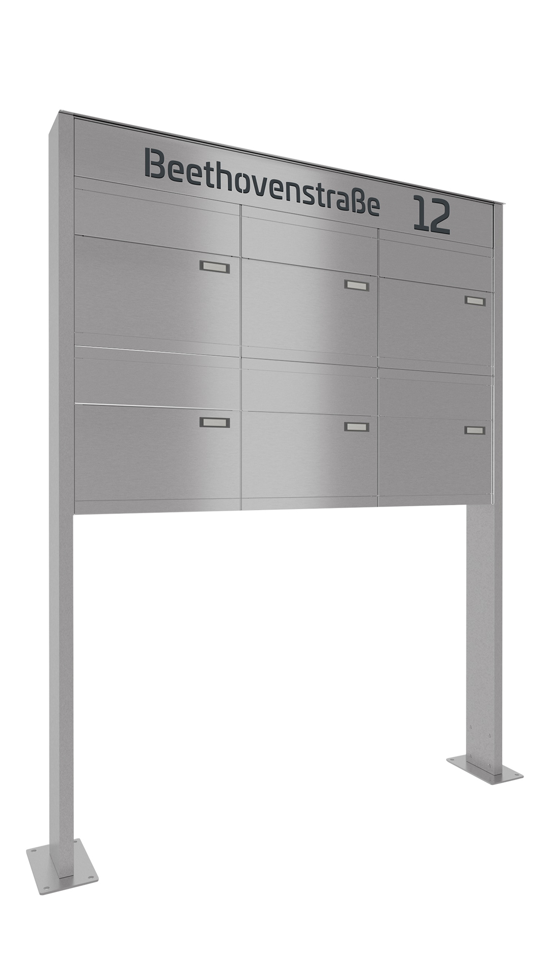 Briefkastenanlage NINE SELECT | 6 Briefkästen | freistehend, zum aufschrauben | Edelstahl