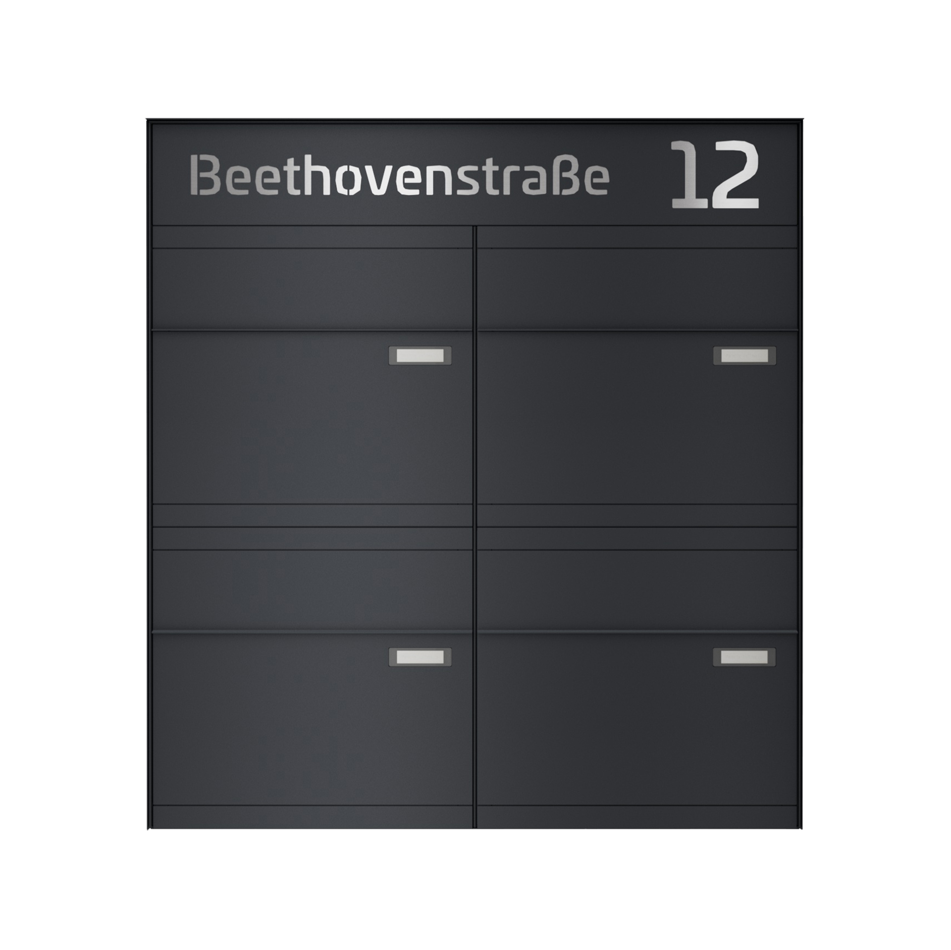Briefkastenanlage NINE SELECT | 4 Briefkästen | Aufputzmontage | Anthrazitgrau RAL 7016