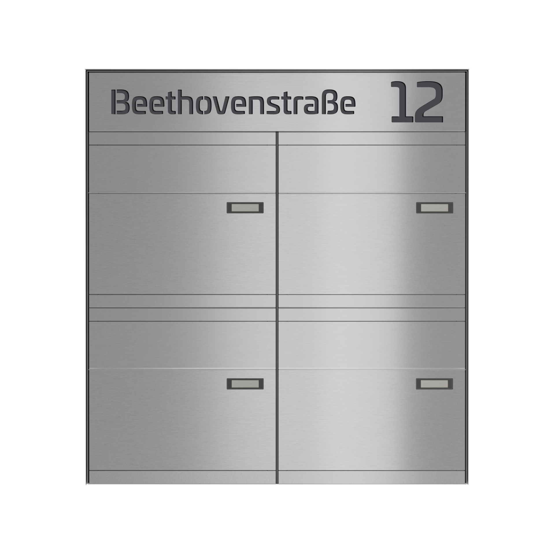 Briefkastenanlage NINE SELECT | 4 Briefkästen | Aufputzmontage | Edelstahl