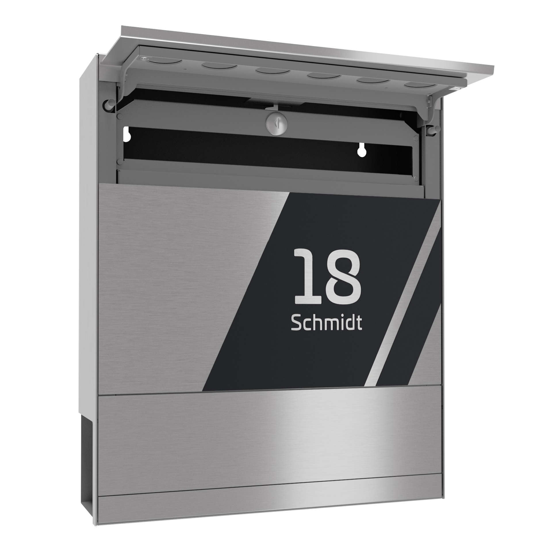 Edelstahl Briefkasten FIVE SKEW | Mit Zeitungsfach | Edelstahl
