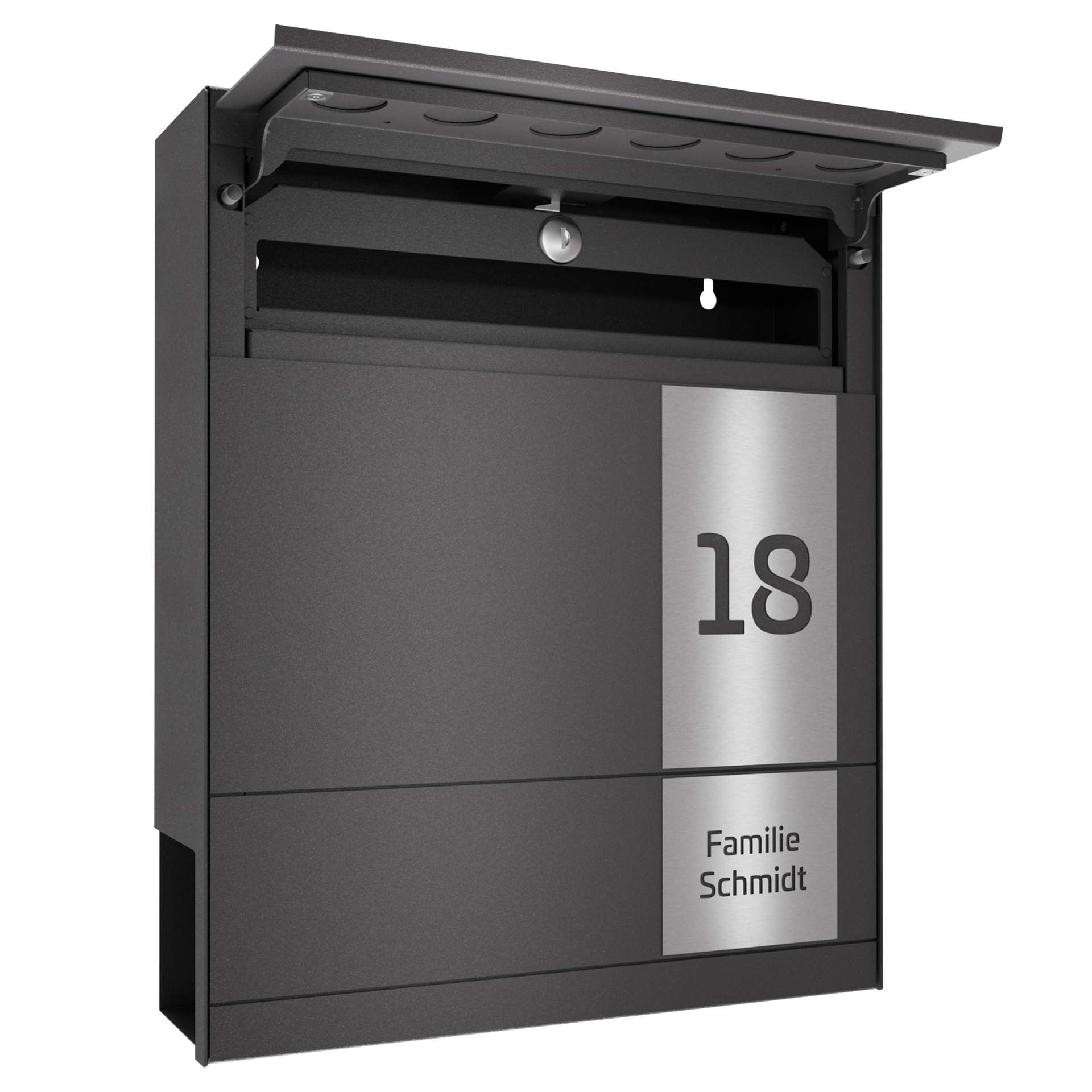 Briefkasten FIVE SQUARE | Mit Zeitungsfach | Eisenglimmer Grau DB703