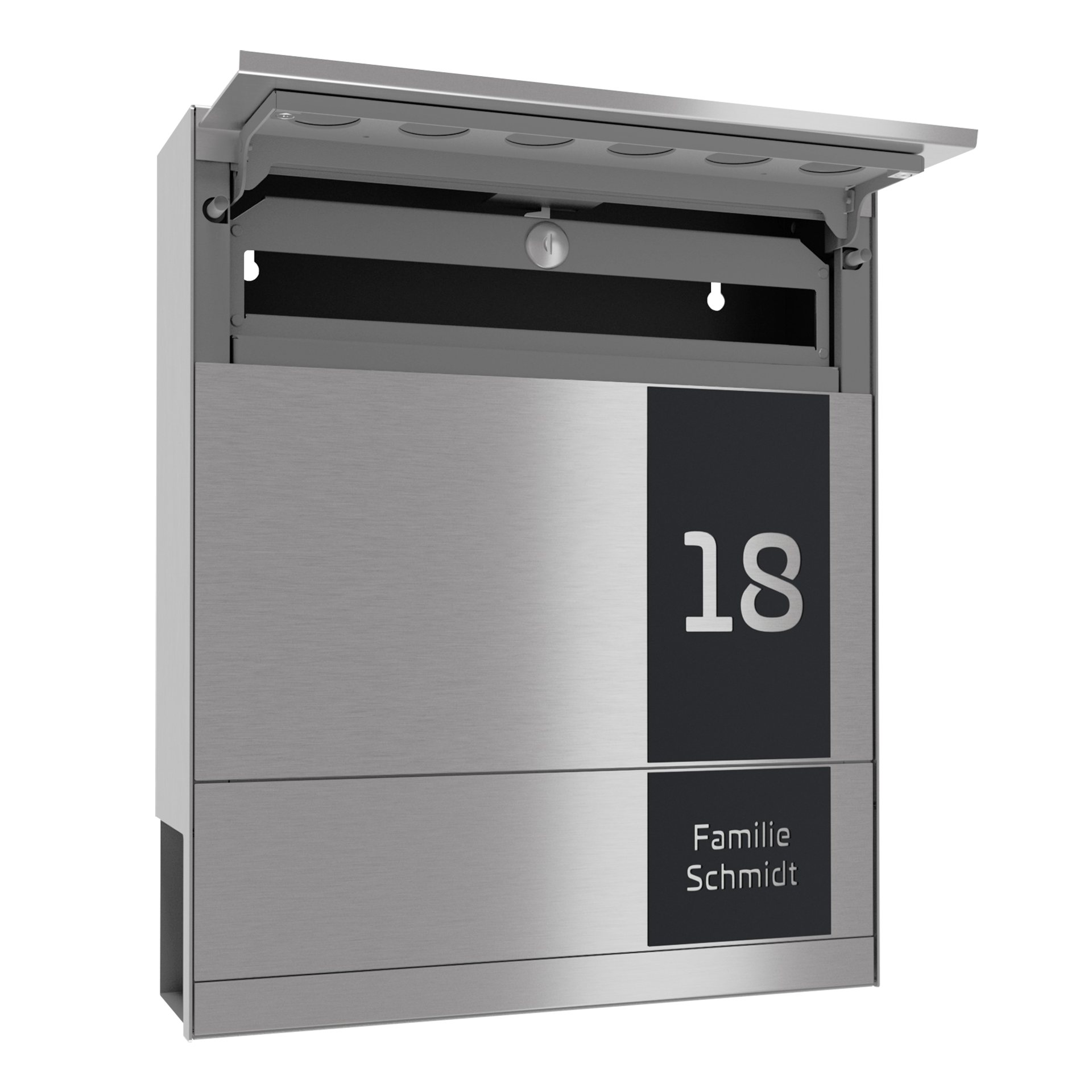 Edelstahl Briefkasten FIVE SQUARE | Mit Zeitungsfach | Edelstahl