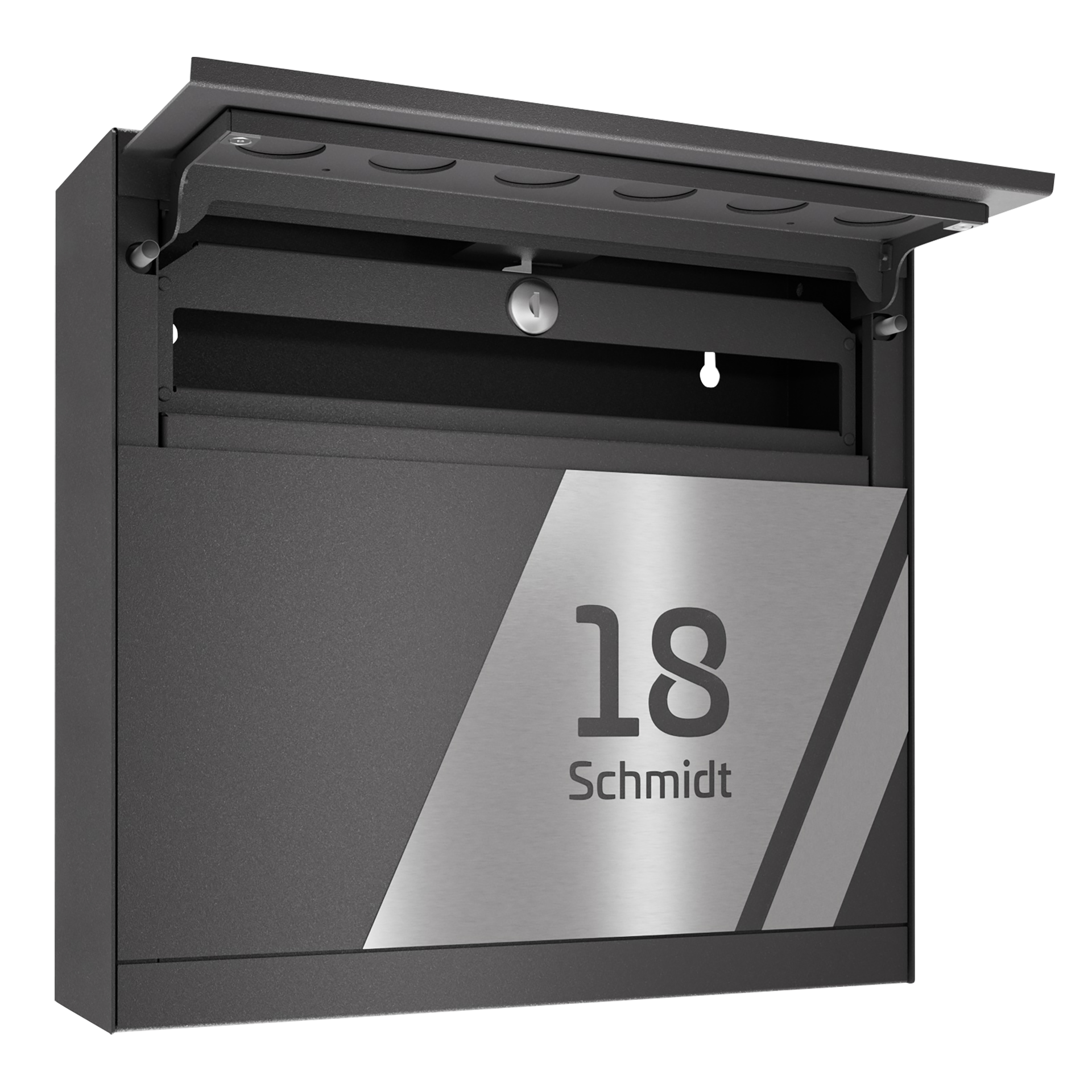 Briefkasten FOUR SKEW | Ohne Zeitungsfach | Eisenglimmer Grau DB703