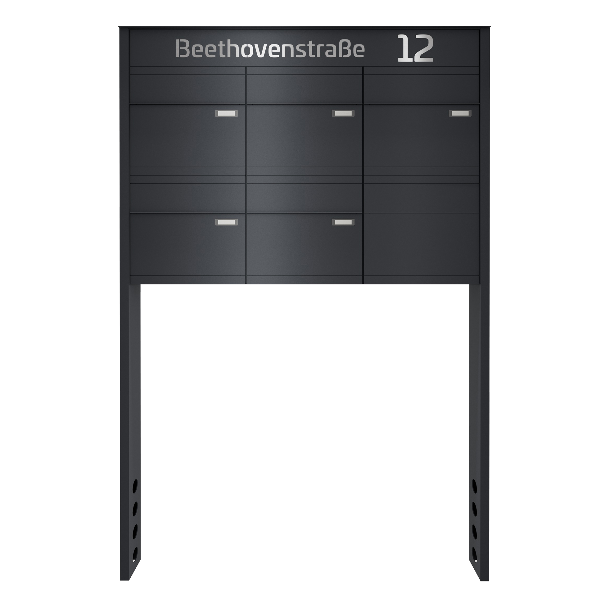 Briefkastenanlage NINE SELECT | 5 Briefkästen | freistehend, zum einbetonieren | Anthrazitgrau RAL 7016