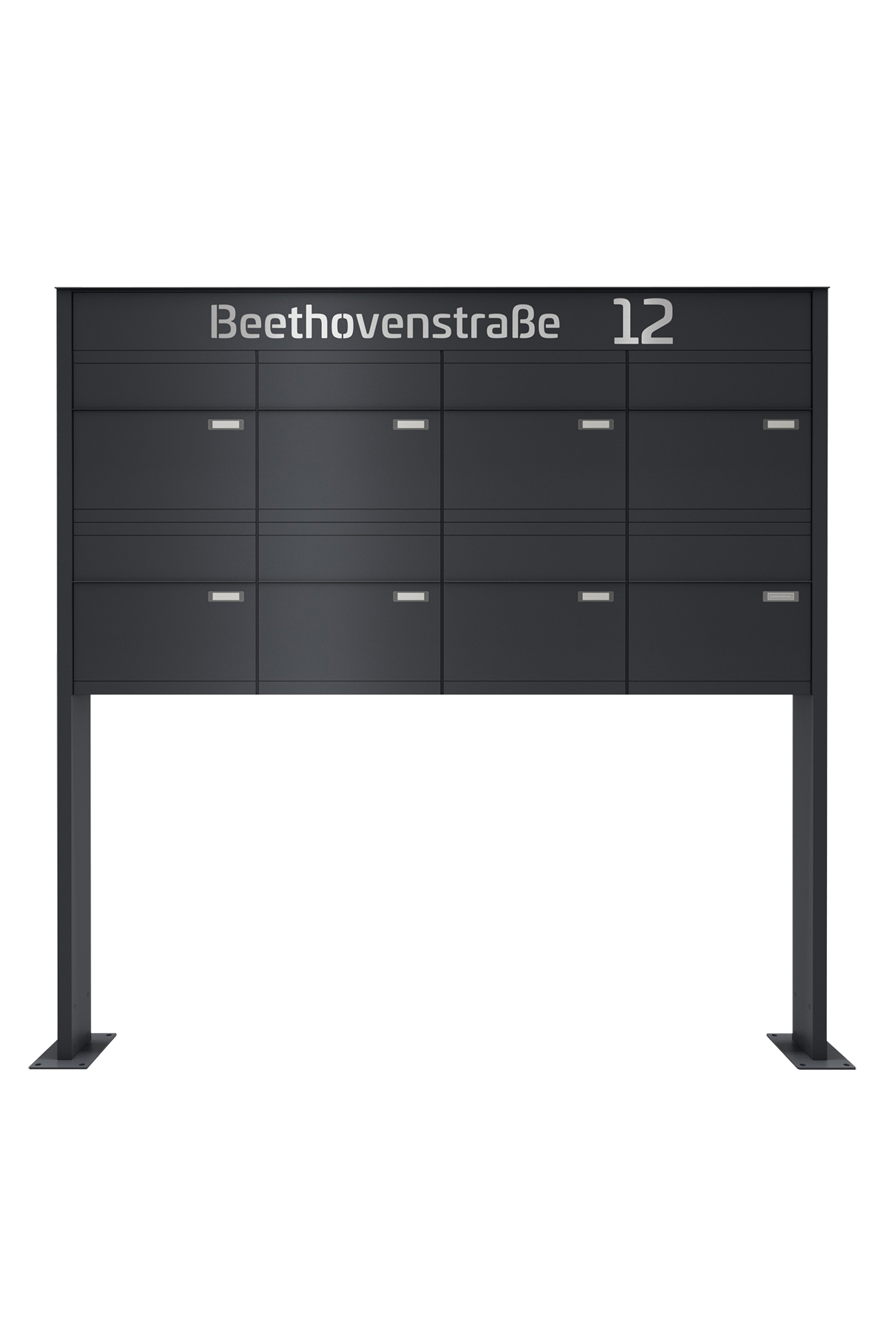 Briefkastenanlage NINE SELECT | 8 Briefkästen | freistehend, zum aufschrauben | Anthrazitgrau RAL 7016
