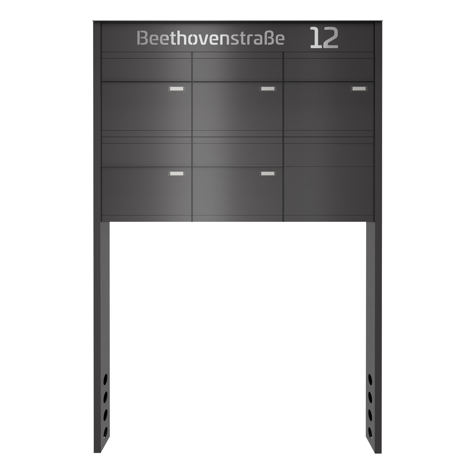 Briefkastenanlage NINE SELECT | 5 Briefkästen | freistehend, zum einbetonieren | Eisenglimmer Grau DB703