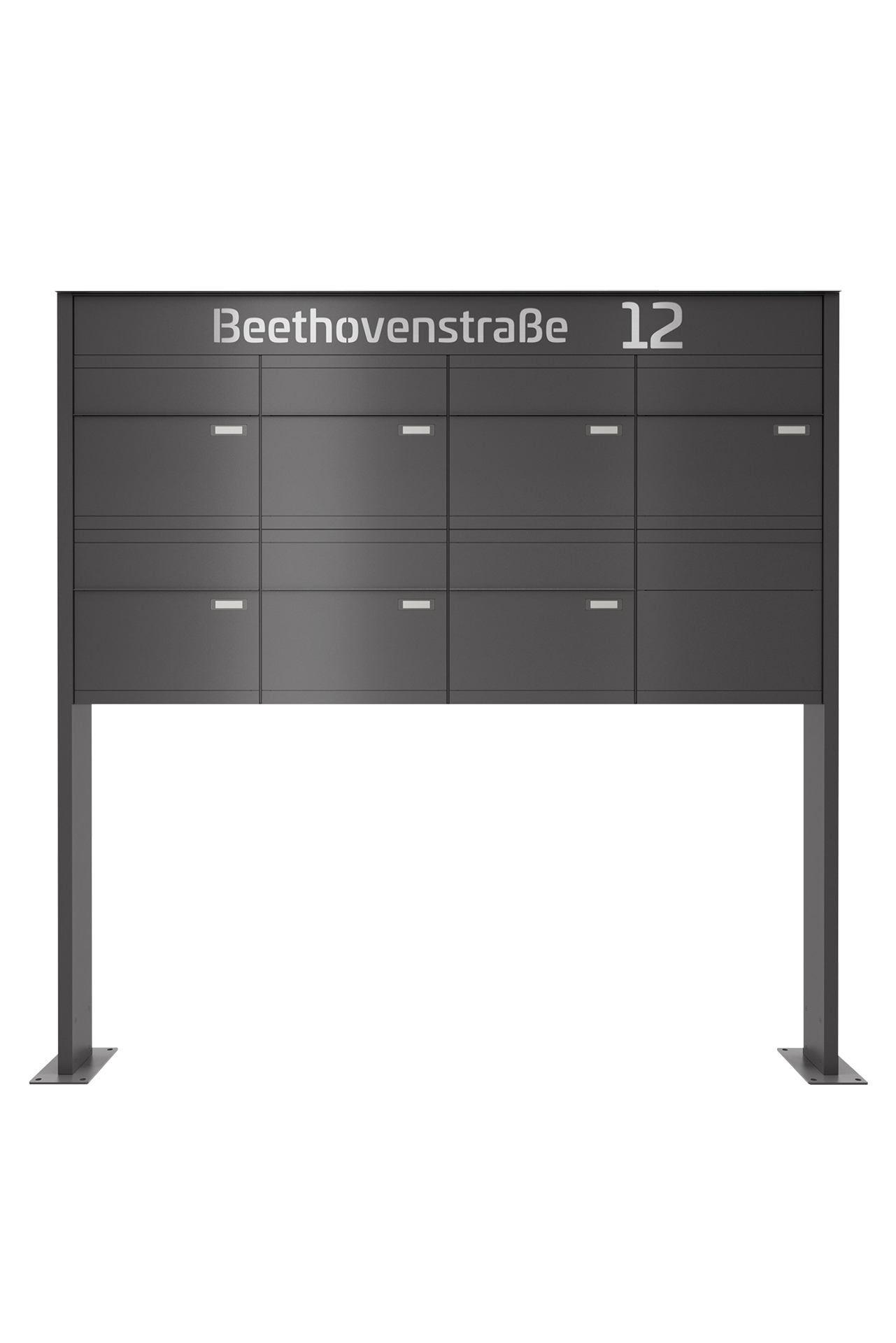 Briefkastenanlage NINE SELECT | 7 Briefkästen | freistehend, zum aufschrauben | Eisenglimmer Grau DB703