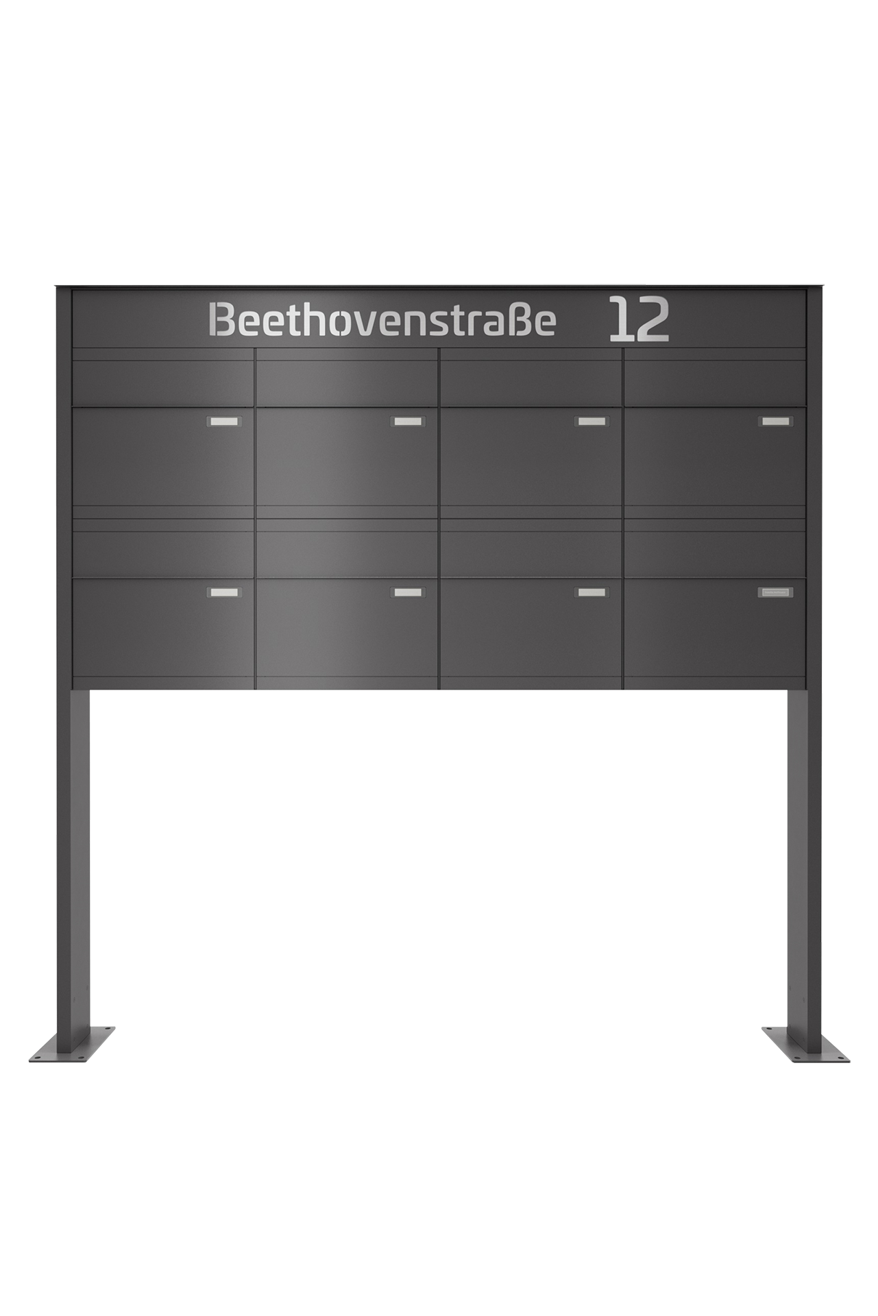 Briefkastenanlage NINE SELECT | 8 Briefkästen | freistehend, zum aufschrauben | Eisenglimmer Grau DB703