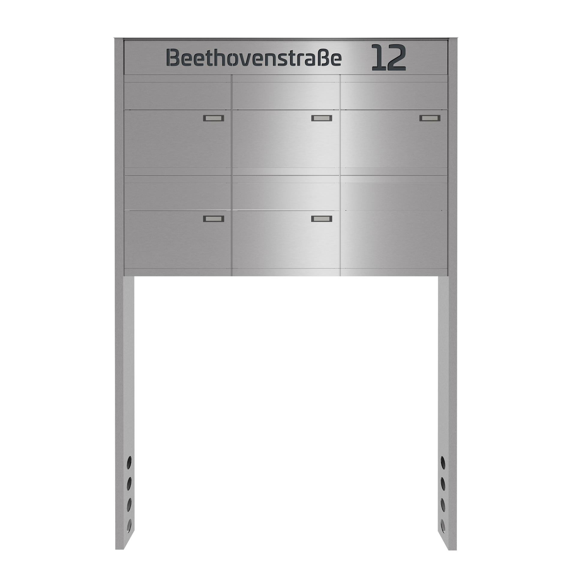Briefkastenanlage NINE SELECT | 5 Briefkästen | freistehend, zum einbetonieren | Edelstahl