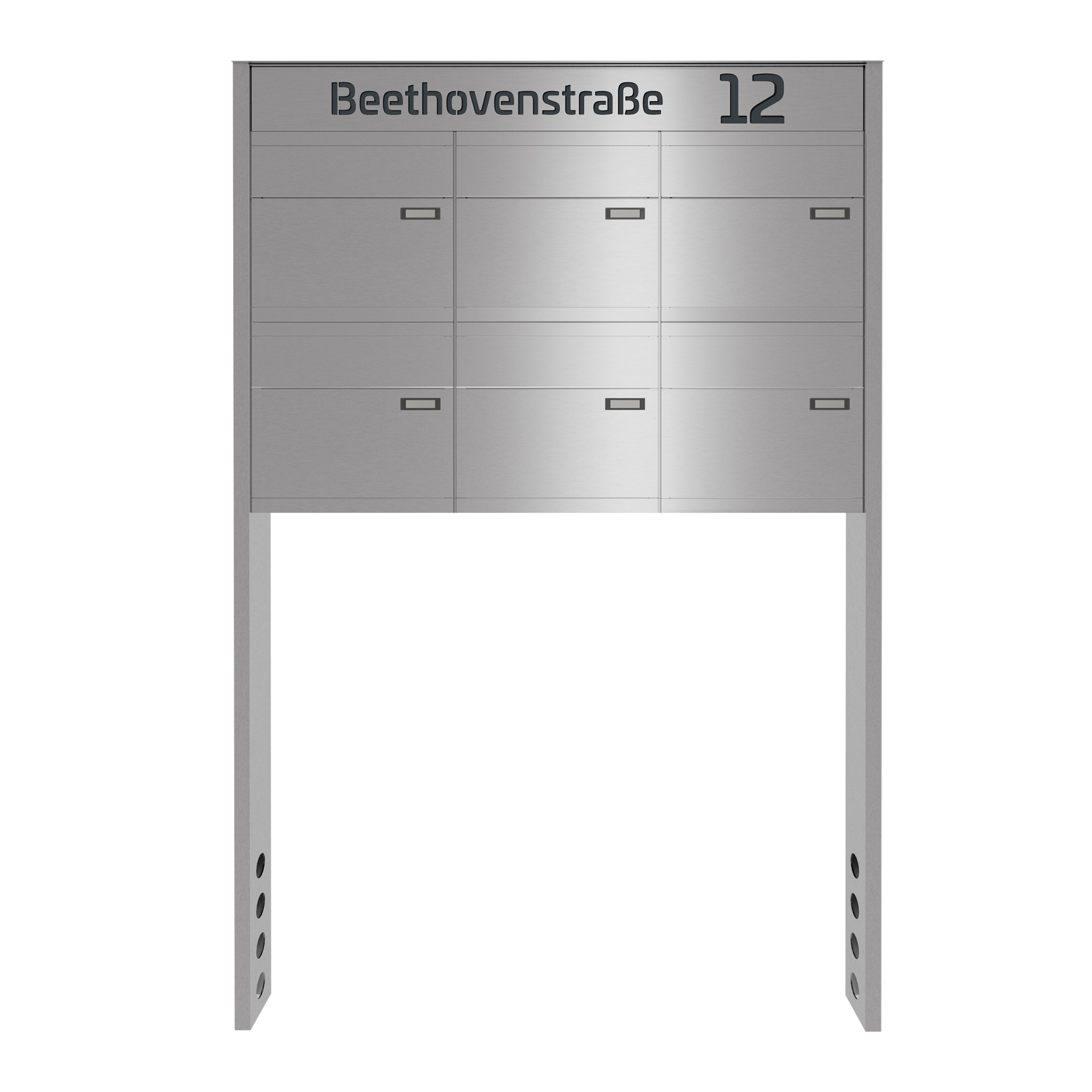 Briefkastenanlage NINE SELECT | 6 Briefkästen | freistehend, zum einbetonieren | Edelstahl