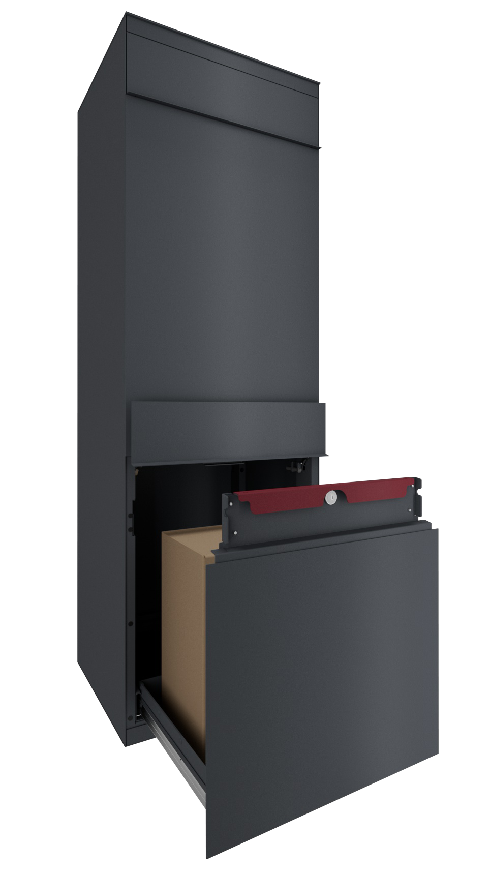Paketbox SEVEN CURVED | Entnahmeseite: Rückseite | 1 Briefkasten | Anthrazitgrau RAL 7016
