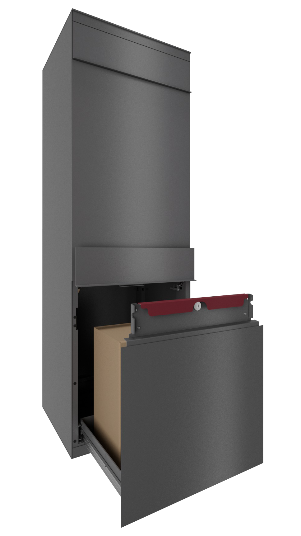 Paketbox SEVEN CURVED | Entnahmeseite: Rückseite | 1 Briefkasten | Eisenglimmer Grau DB703