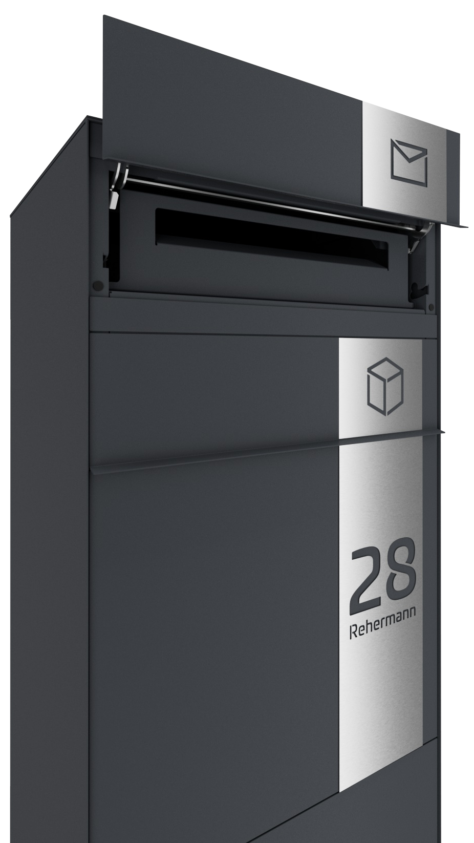 Paketbox SEVEN SQUARE | Entnahmeseite: Rückseite | 1 Briefkasten | Anthrazitgrau RAL 7016