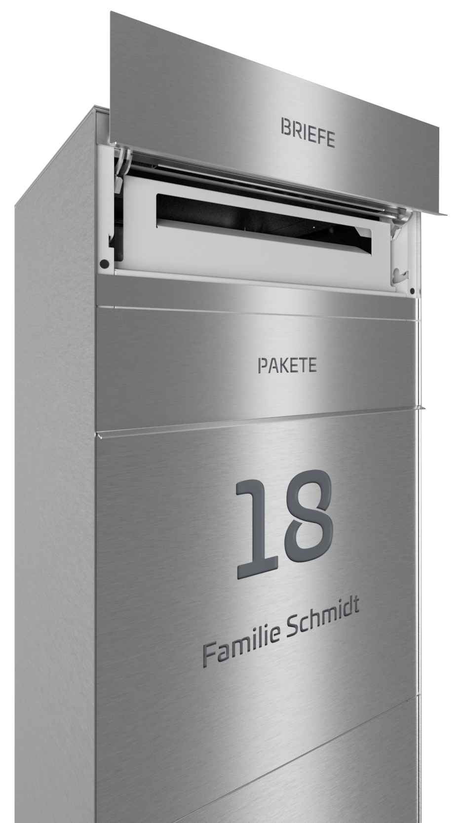 Paketbox SEVEN SELECT | Entnahmeseite: Rückseite | 1 Briefkasten | Edelstahl
